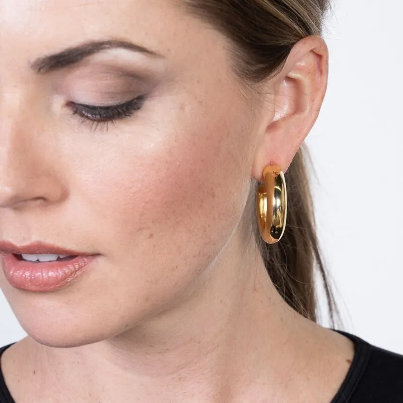 Gold Tube Hoop Clip Earrings sold by Kenneth Jay Lane