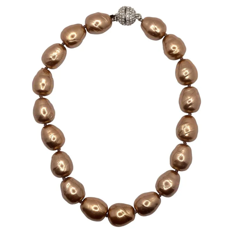 Gold Baroque Pearl and Pave Ball Necklace sold by Kenneth Jay Lane