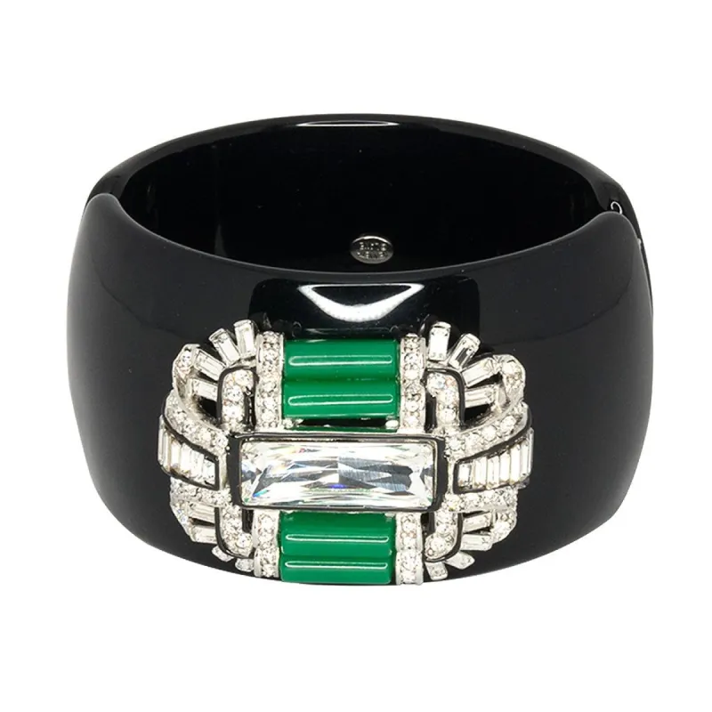 Black, Crystal & Jade Deco Cuff sold by Kenneth Jay Lane