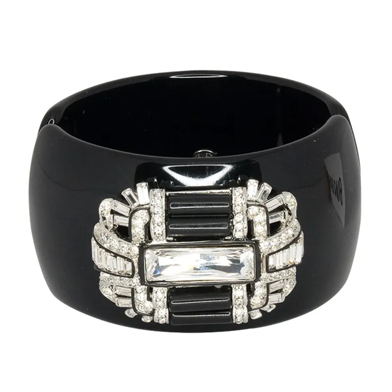 Black & Crystal Deco Cuff sold by Kenneth Jay Lane
