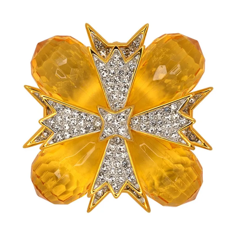Topaz and Crystal Cross Pin sold by Kenneth Jay Lane