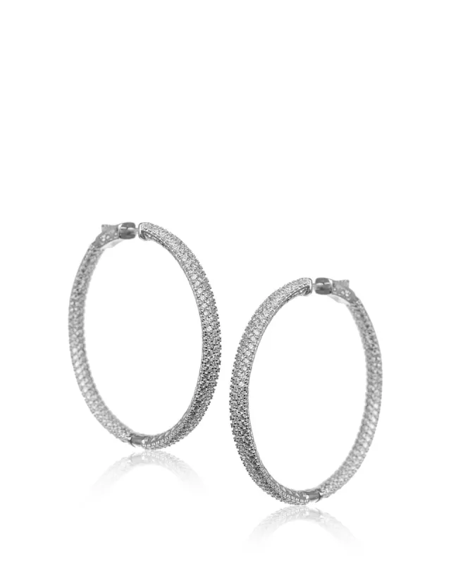 Cubic Zirconia Pave Hoop Earrings sold by Kenneth Jay Lane