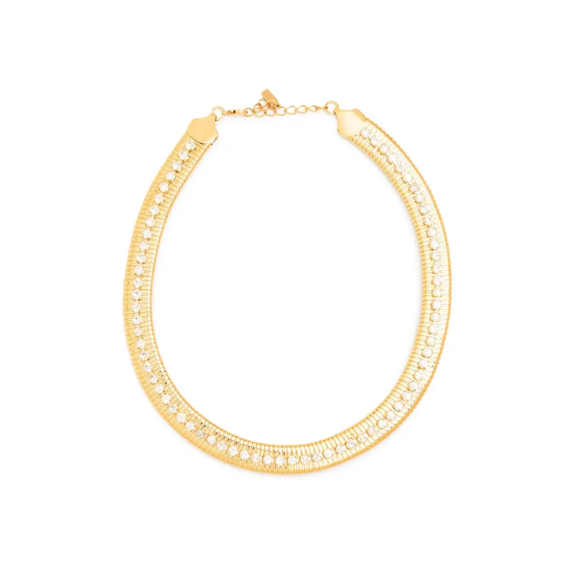 Flat Gold Collar & Clear Crystal Necklace sold by Kenneth Jay Lane