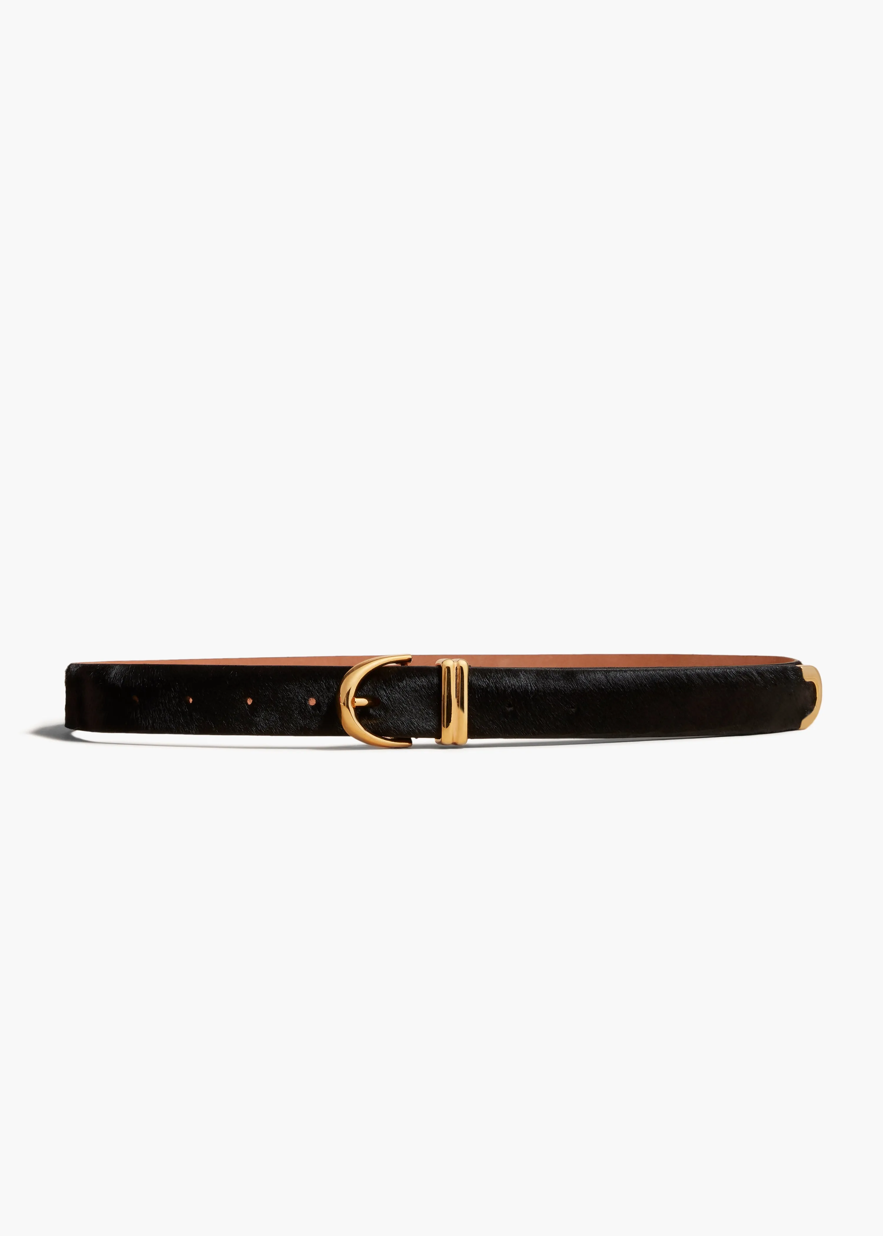 Bambi Belt in Black Haircalf with Gold sold by KHAITE