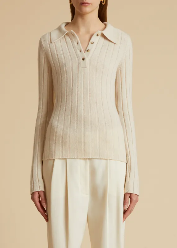 The Hans Sweater in Magnolia sold by KHAITE
