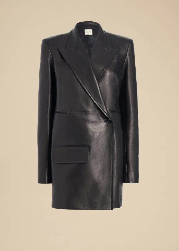 Jacobson Blazer in Black Leather sold by KHAITE