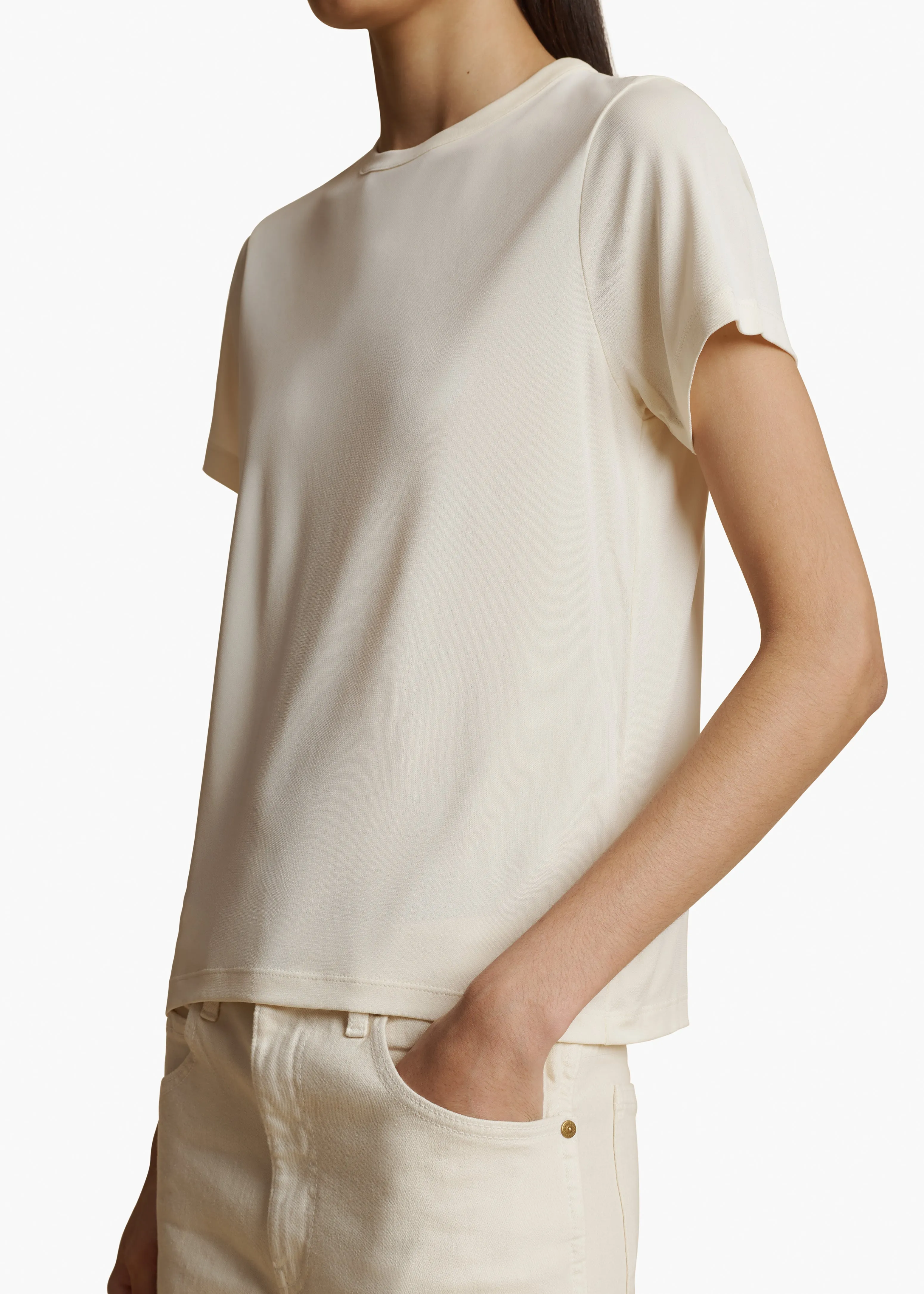 Emmylou T-Shirt in Cream Jersey sold by KHAITE product image thumbnail 5