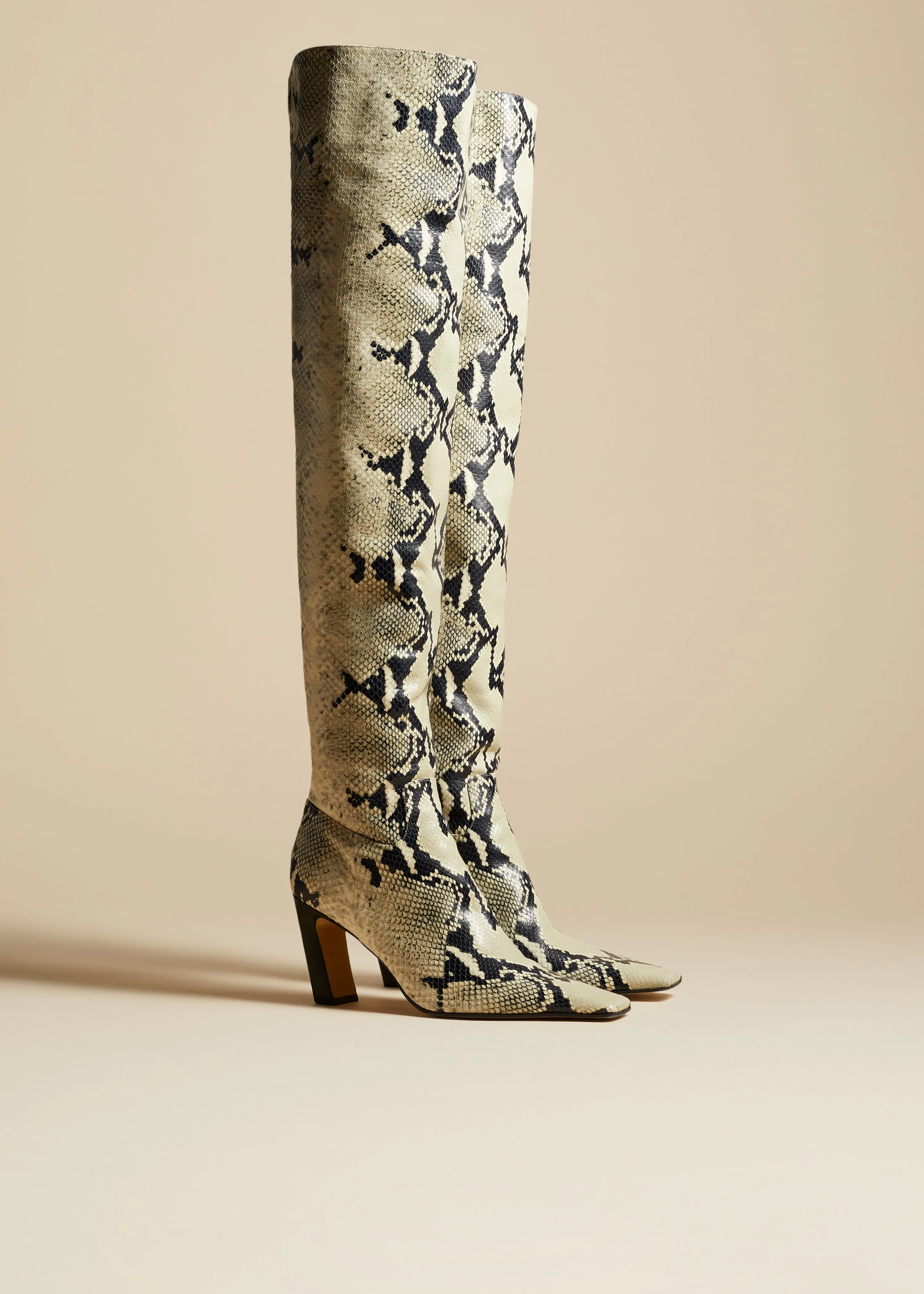 The Marfa Over-the-Knee High Boot in Natural Python-Embossed Leather sold by KHAITE product image thumbnail 2
