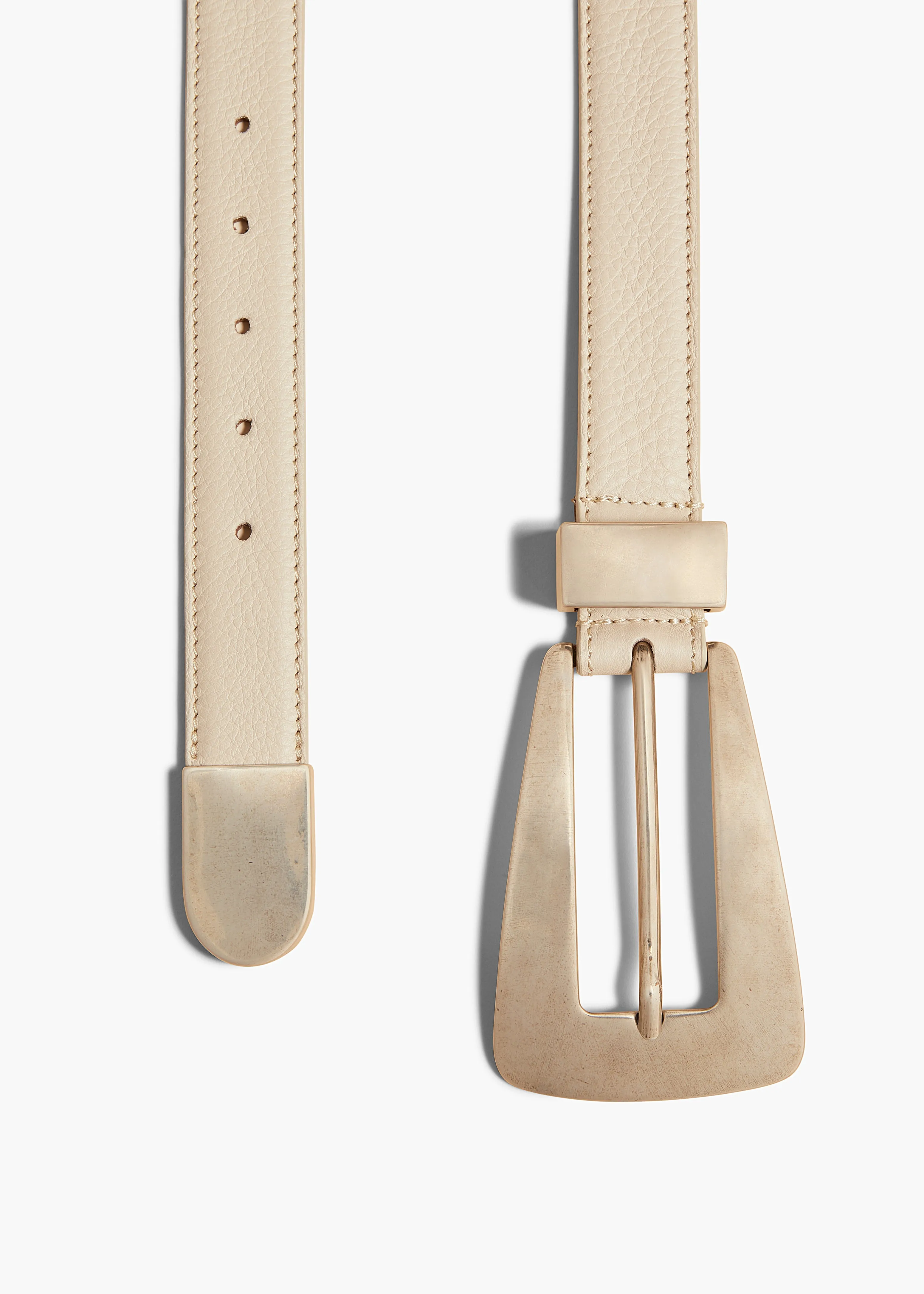 Lucca Belt in Dark Ivory Pebbled Leather with Antique Silver sold by KHAITE product image thumbnail 2