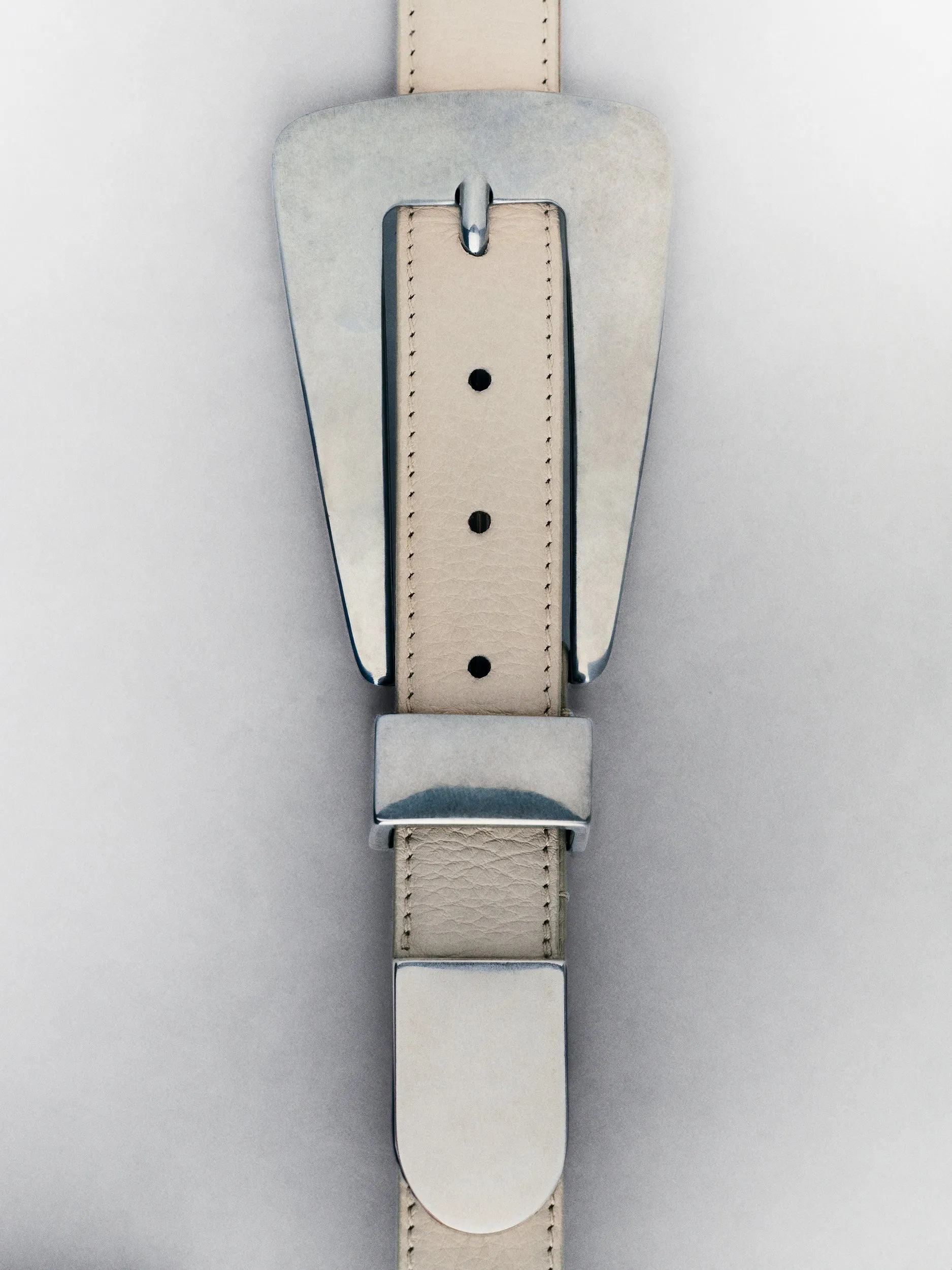 Lucca Belt in Dark Ivory Pebbled Leather with Antique Silver sold by KHAITE product image thumbnail 4