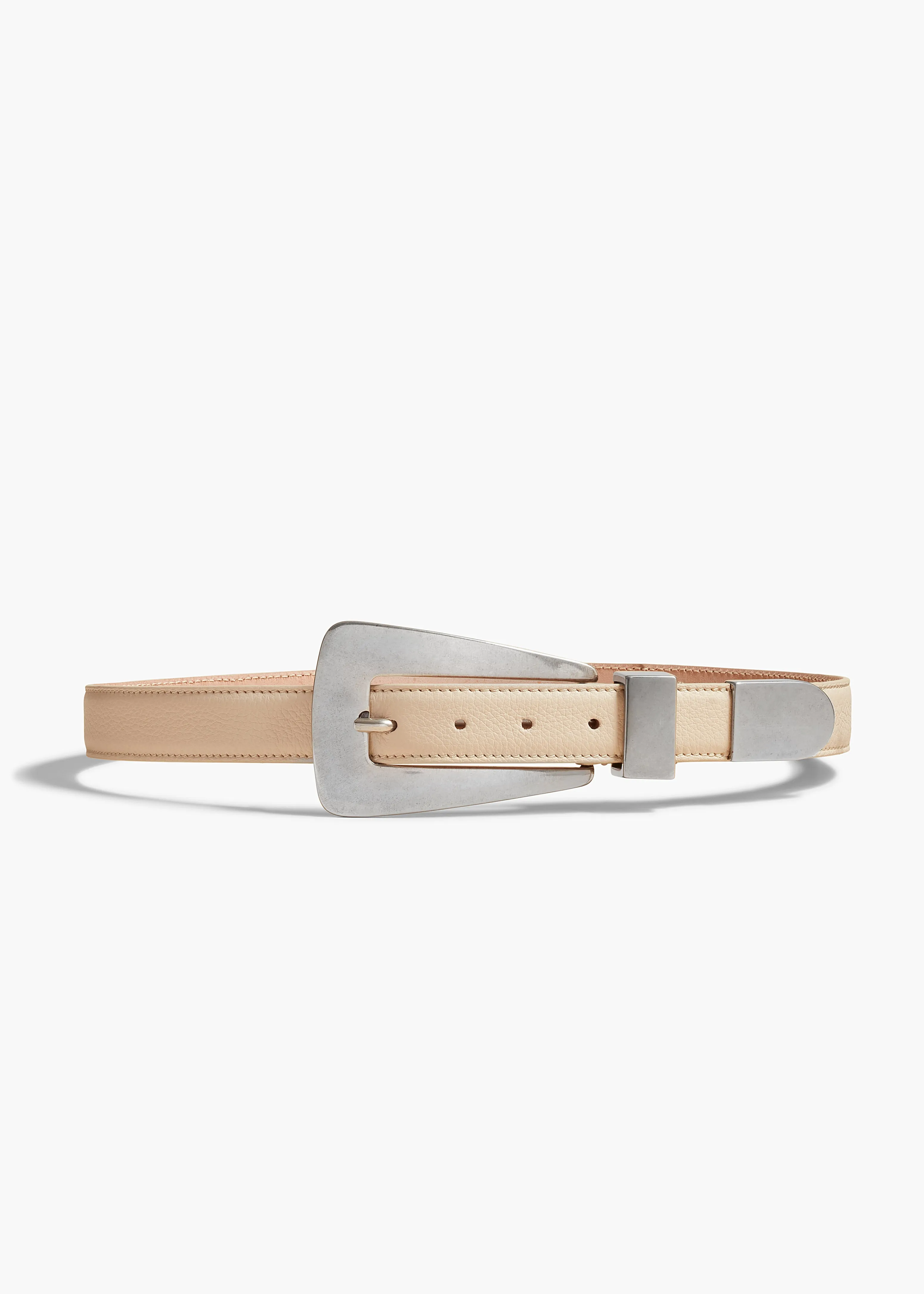 Lucca Belt in Dark Ivory Pebbled Leather with Antique Silver sold by KHAITE