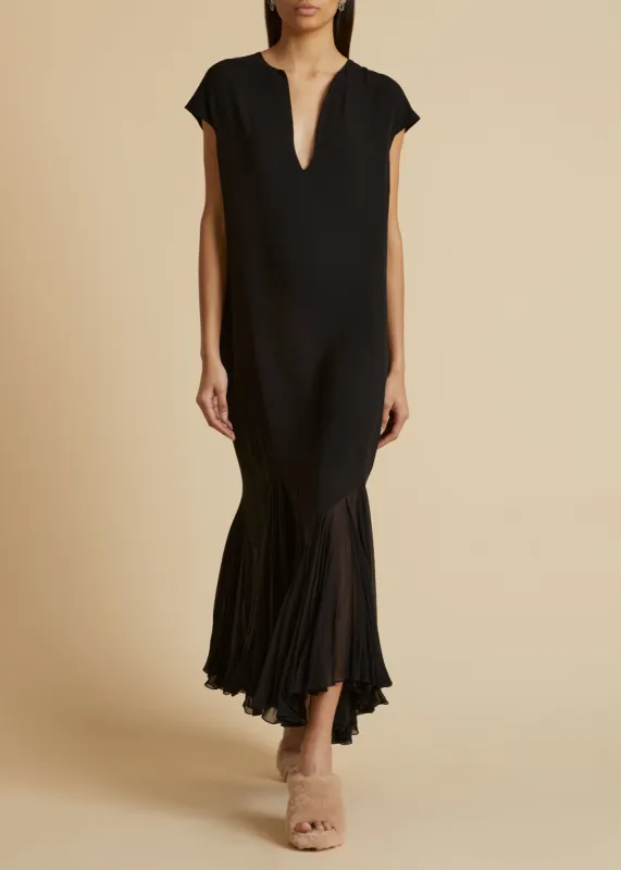 The Hobbs Dress in Black sold by KHAITE