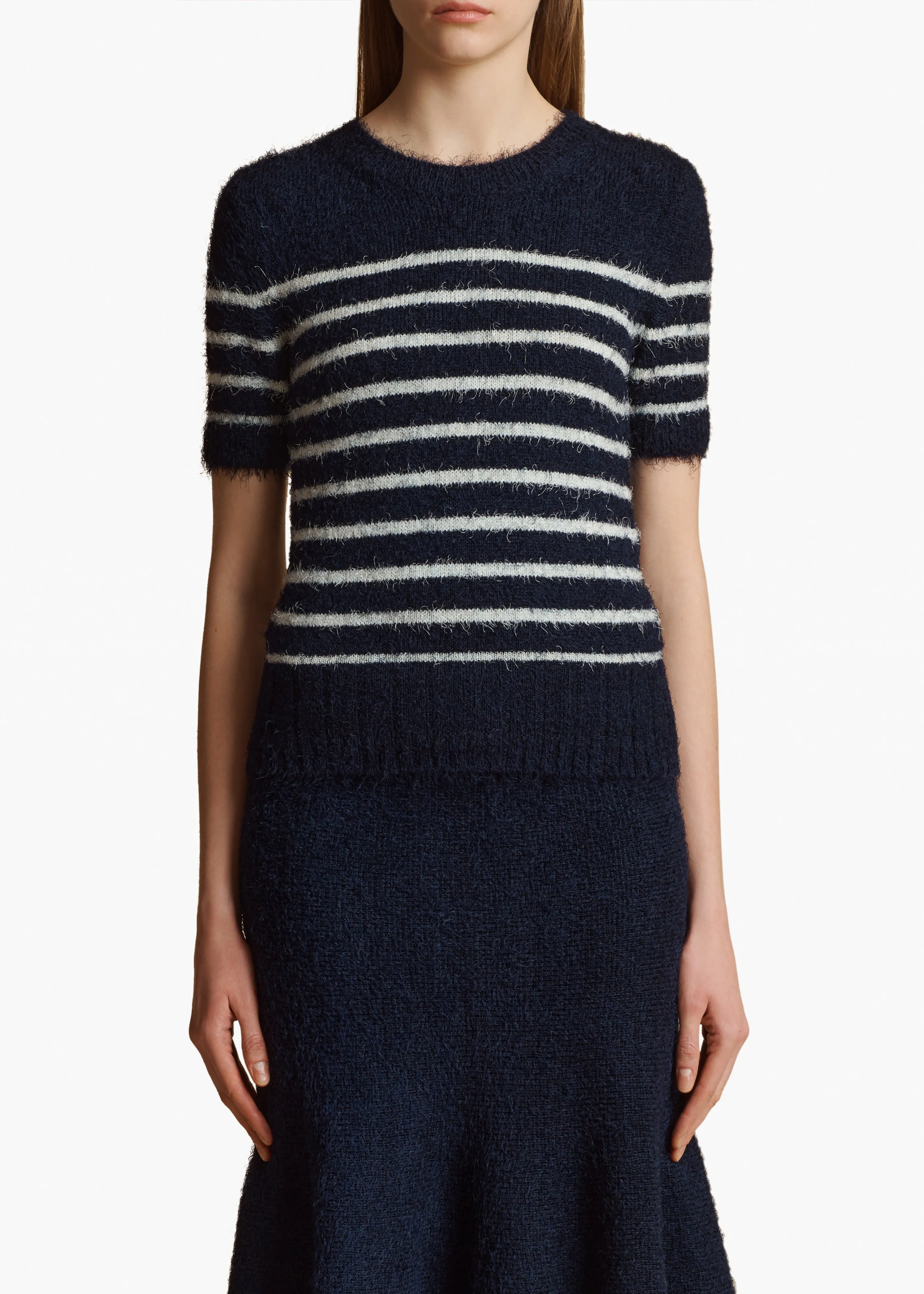 Luphia Sweater in Navy and Cream Stripe sold by KHAITE product image thumbnail 3