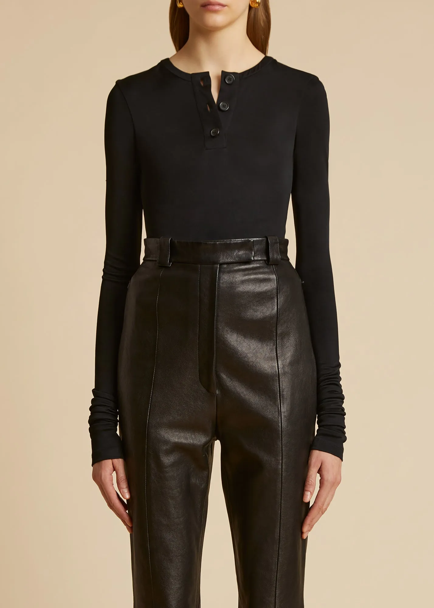 The Janelle Bodysuit in Black Jersey sold by KHAITE product image thumbnail 2