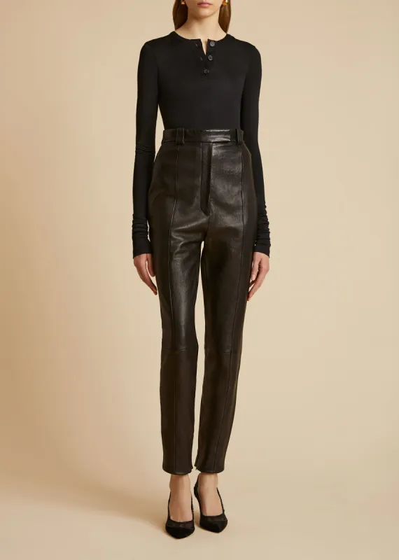 The Janelle Bodysuit in Black Jersey made by KHAITE