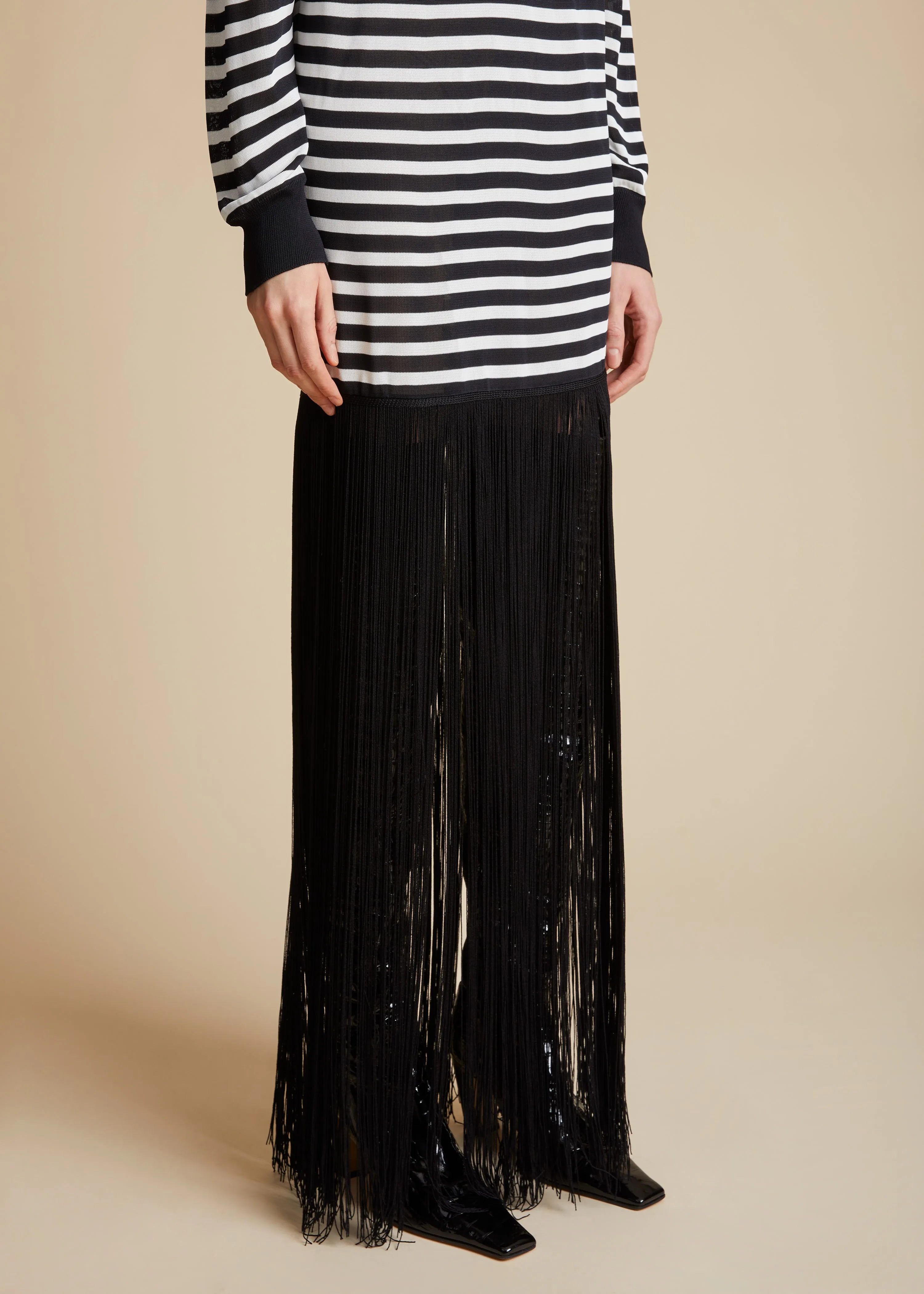 The Torino Dress in Black with Ivory Stripe sold by KHAITE product image thumbnail 5