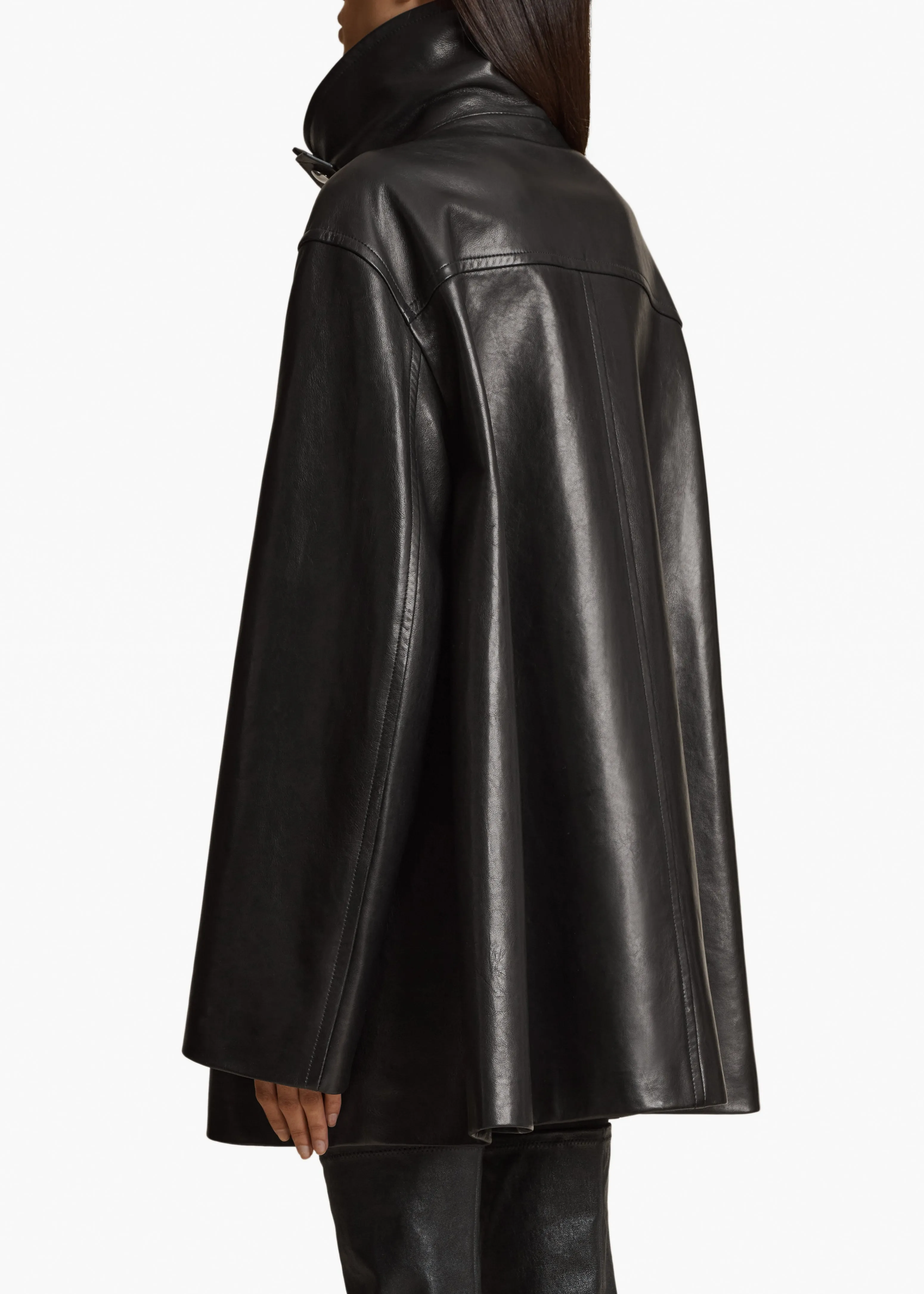 Melbo Coat in Black Leather sold by KHAITE product image thumbnail 4