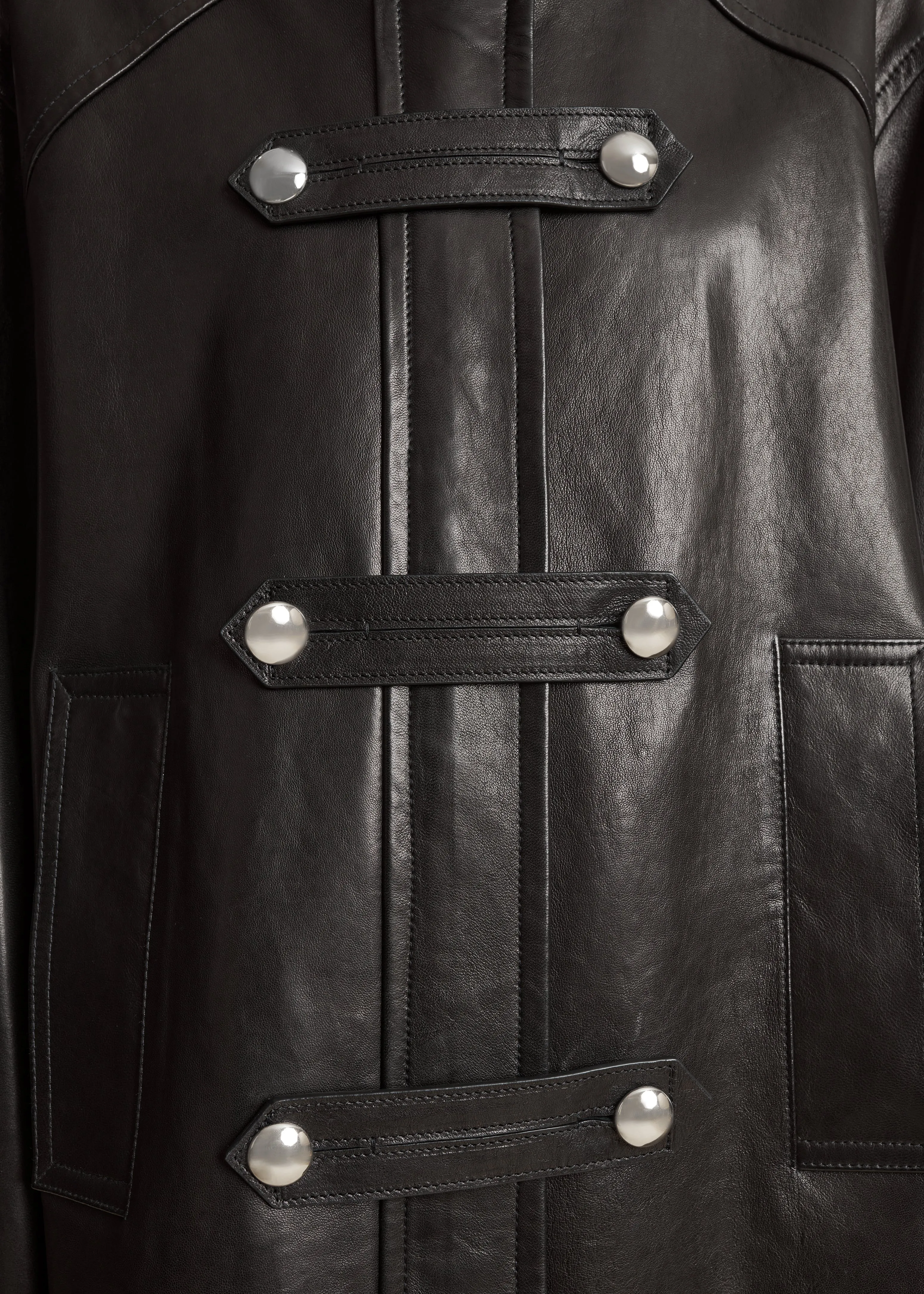 Melbo Coat in Black Leather sold by KHAITE product image thumbnail 5