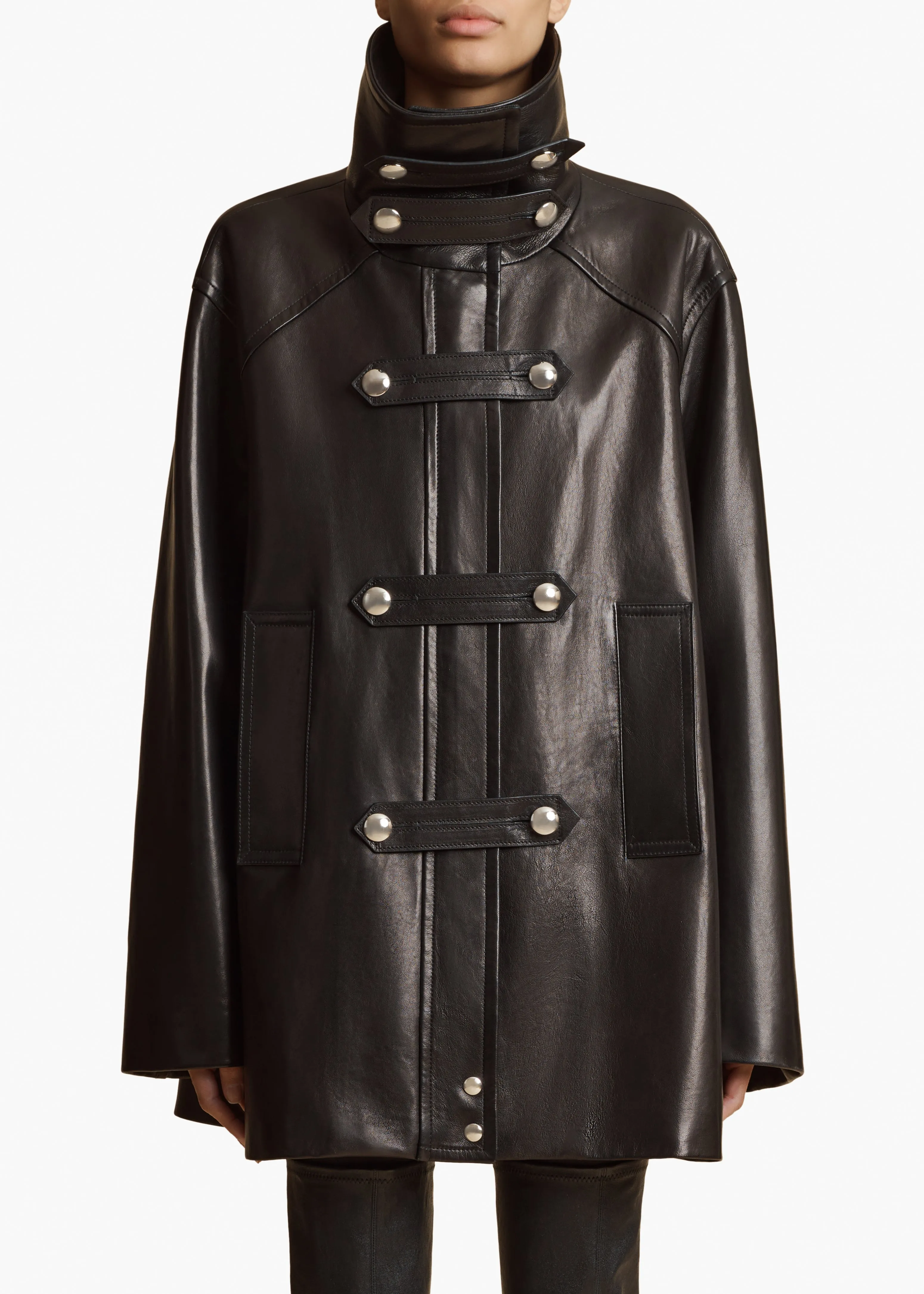 Melbo Coat in Black Leather sold by KHAITE product image thumbnail 3