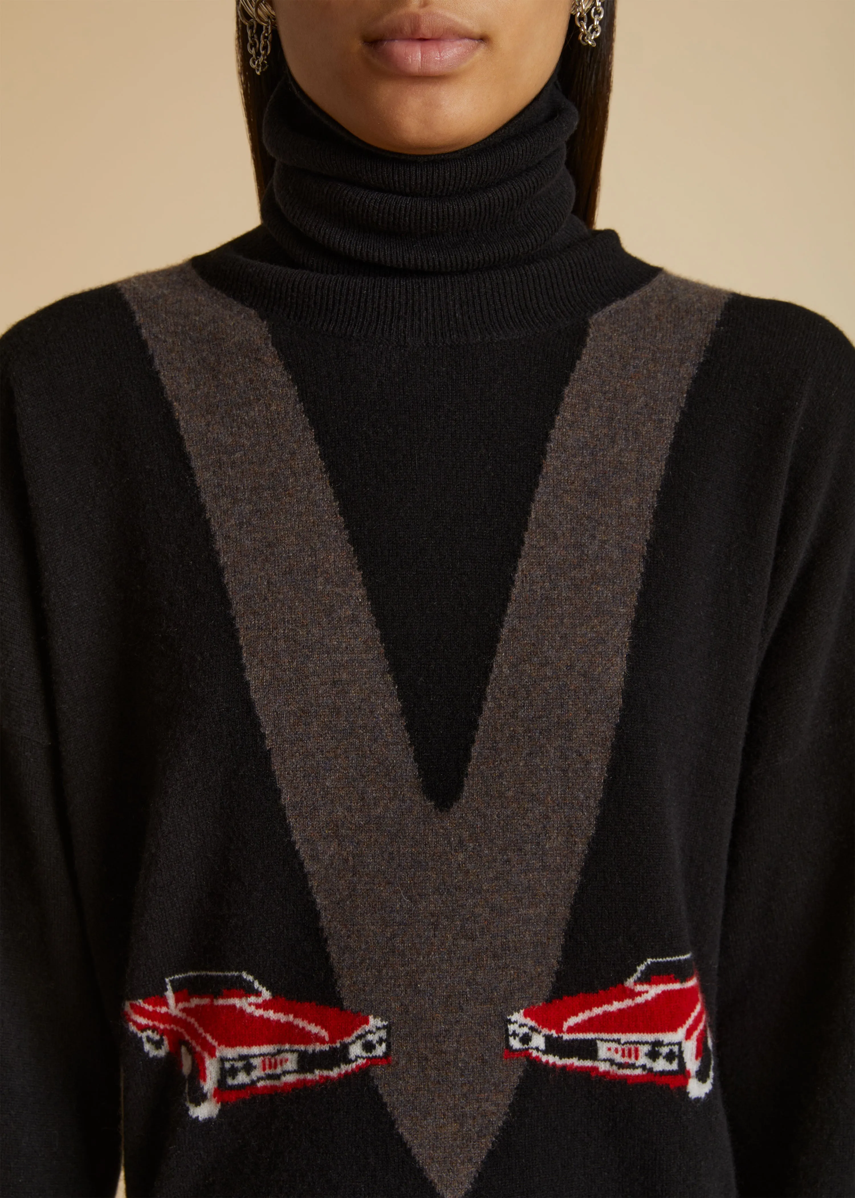 The Esmal Sweater in Black with Car Print sold by KHAITE product image thumbnail 5