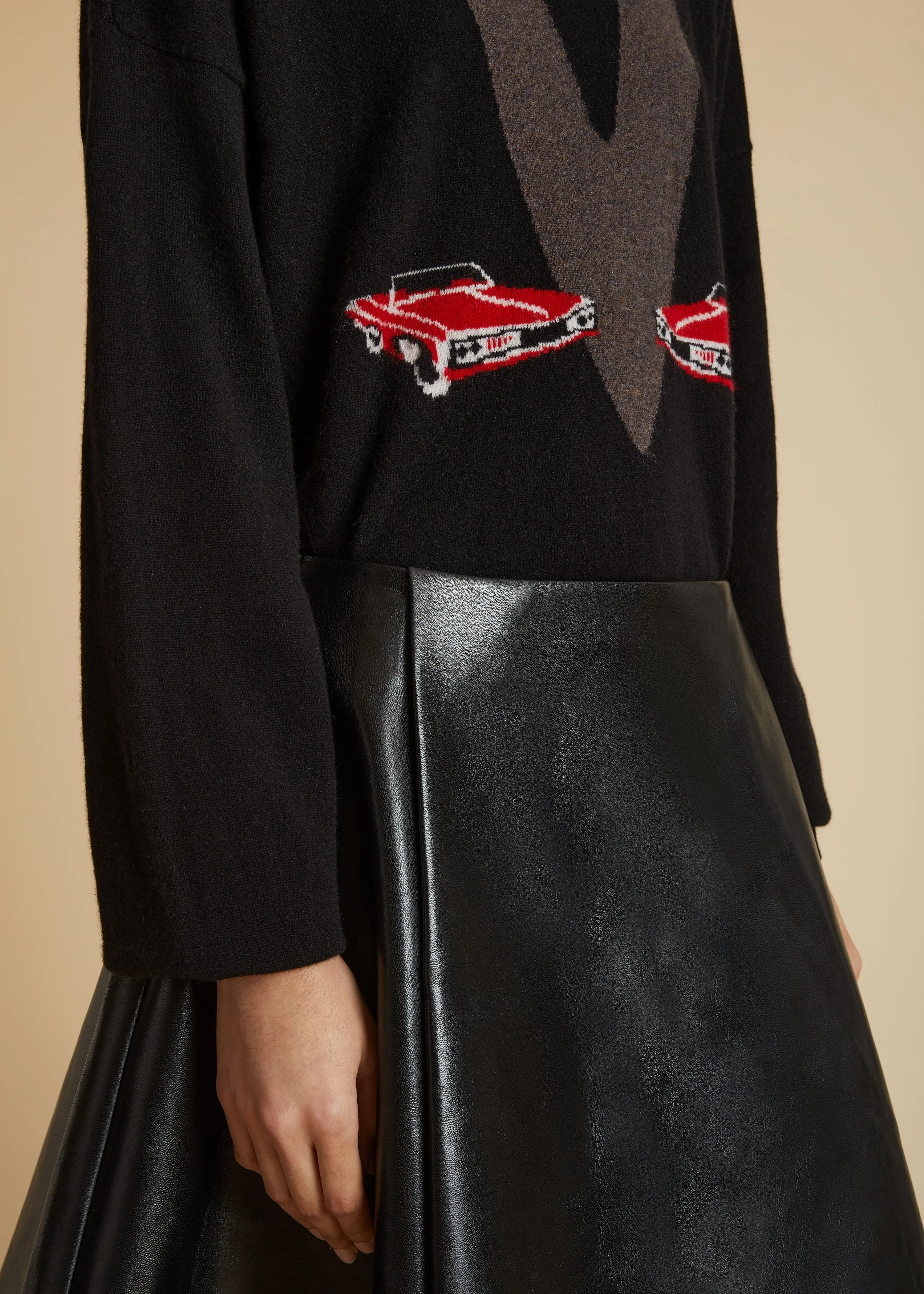 The Esmal Sweater in Black with Car Print sold by KHAITE product image thumbnail 4