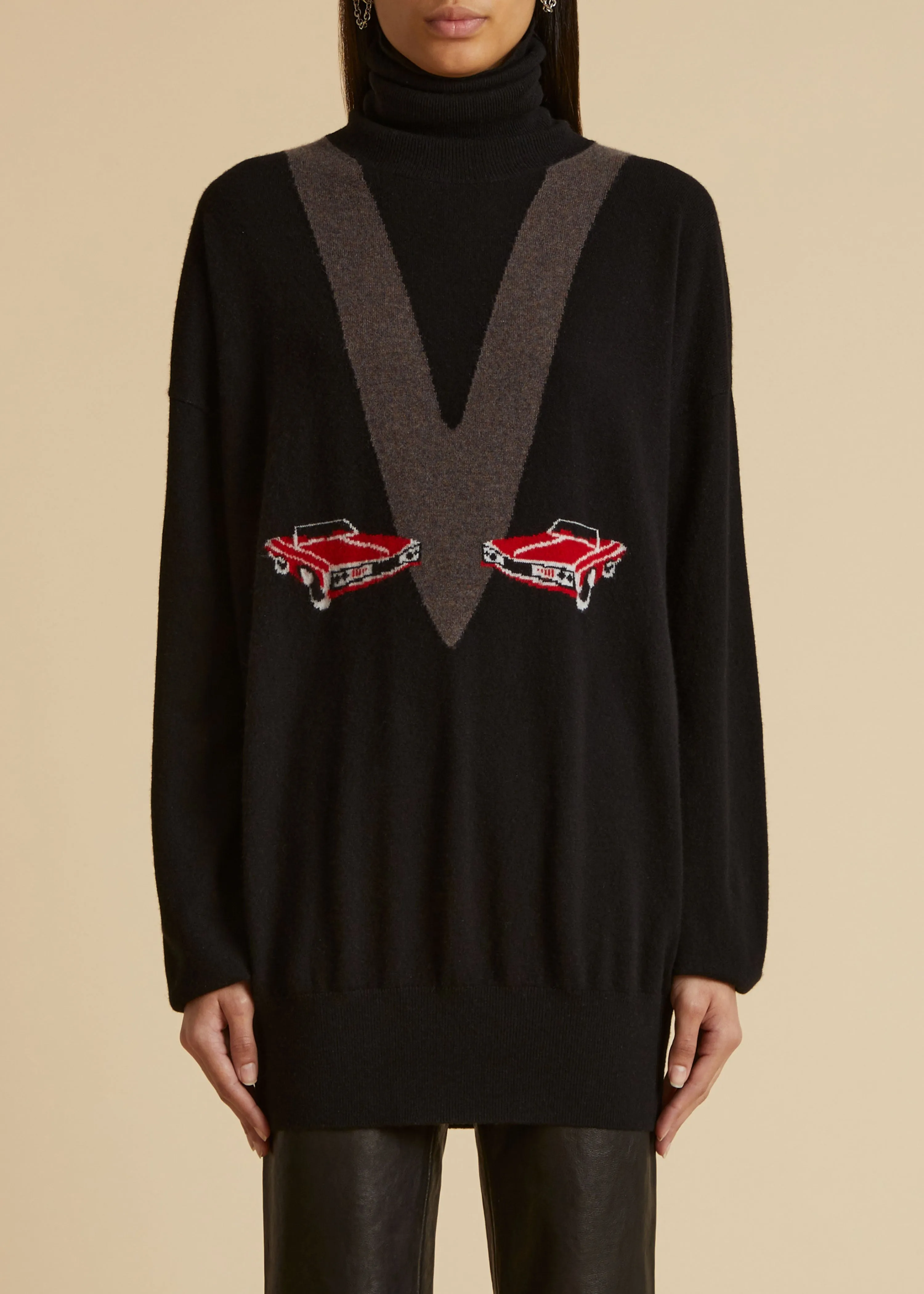 The Esmal Sweater in Black with Car Print sold by KHAITE product image thumbnail 2