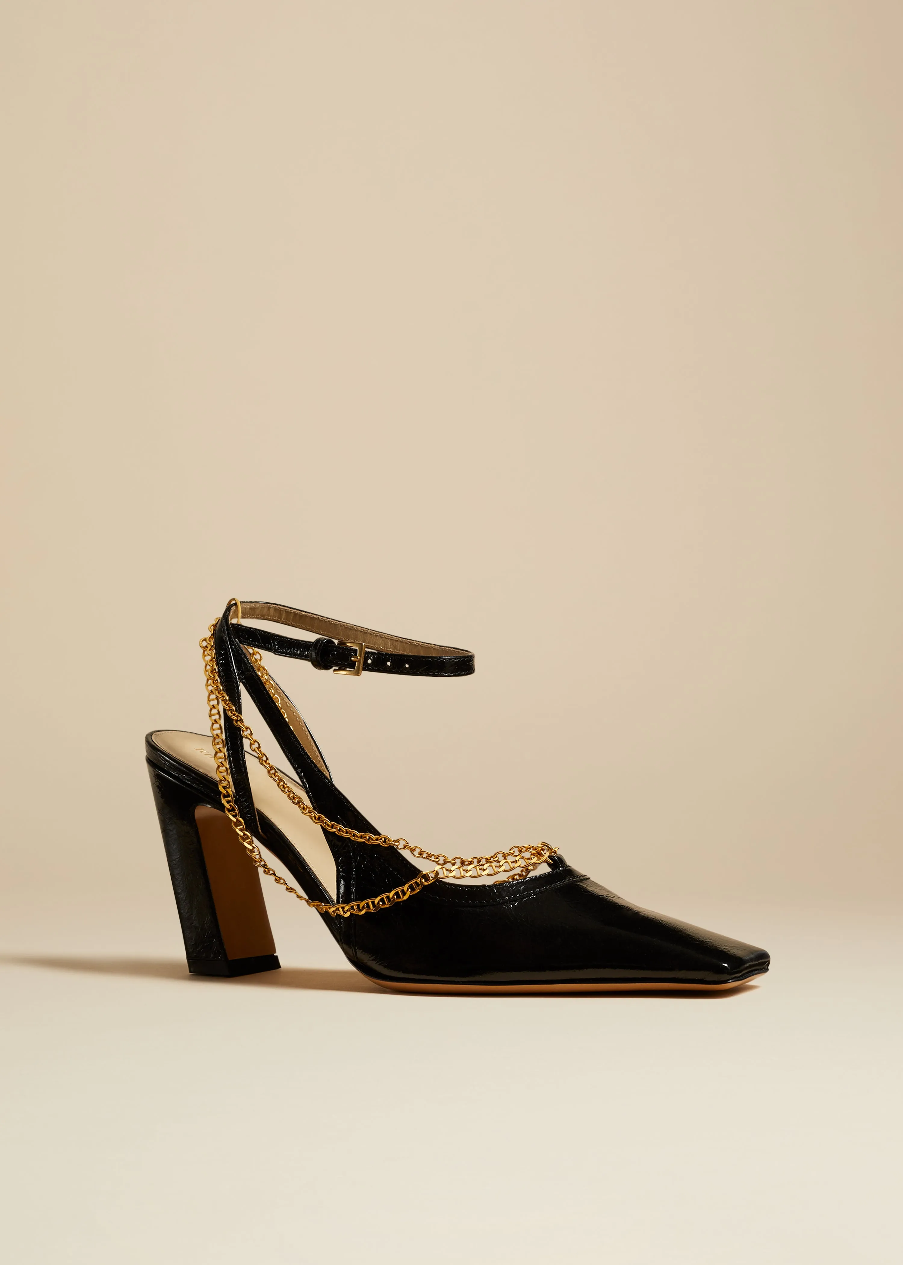 The Marfa Slingback Pump in Black Crinkled Leather sold by KHAITE product image thumbnail 2