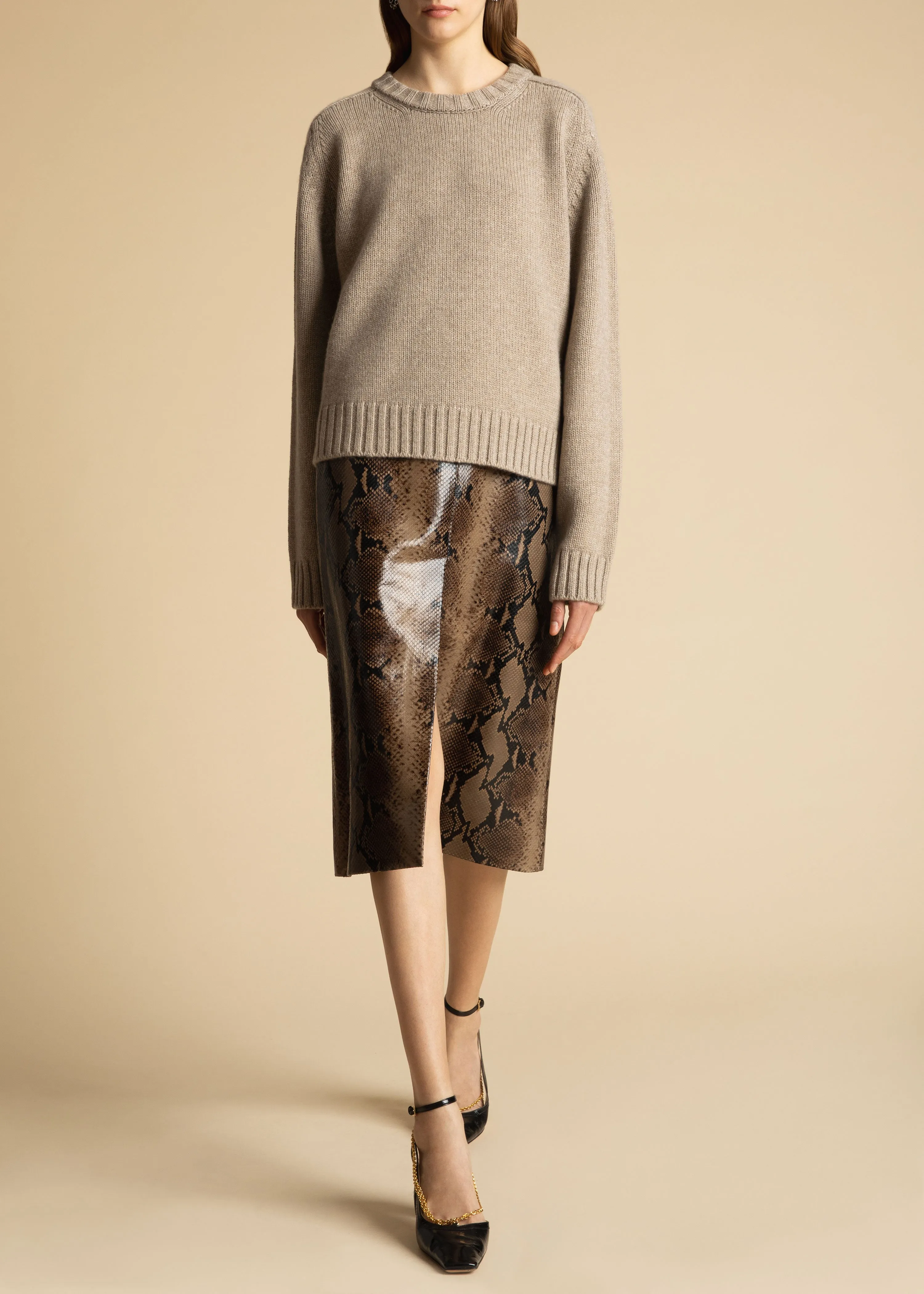 The Marfa Slingback Pump in Black Crinkled Leather sold by KHAITE product image thumbnail 5