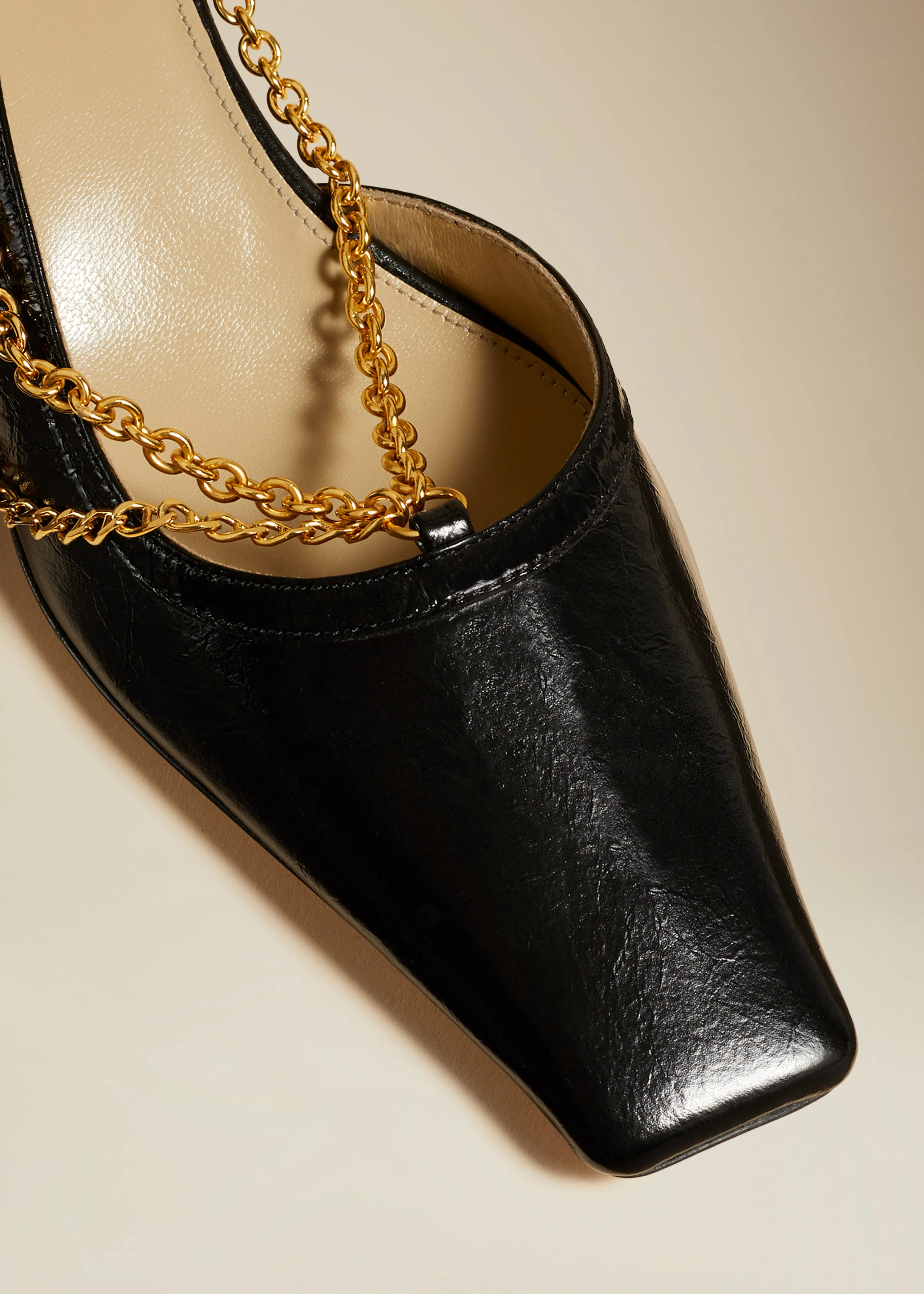 The Marfa Slingback Pump in Black Crinkled Leather sold by KHAITE product image thumbnail 3