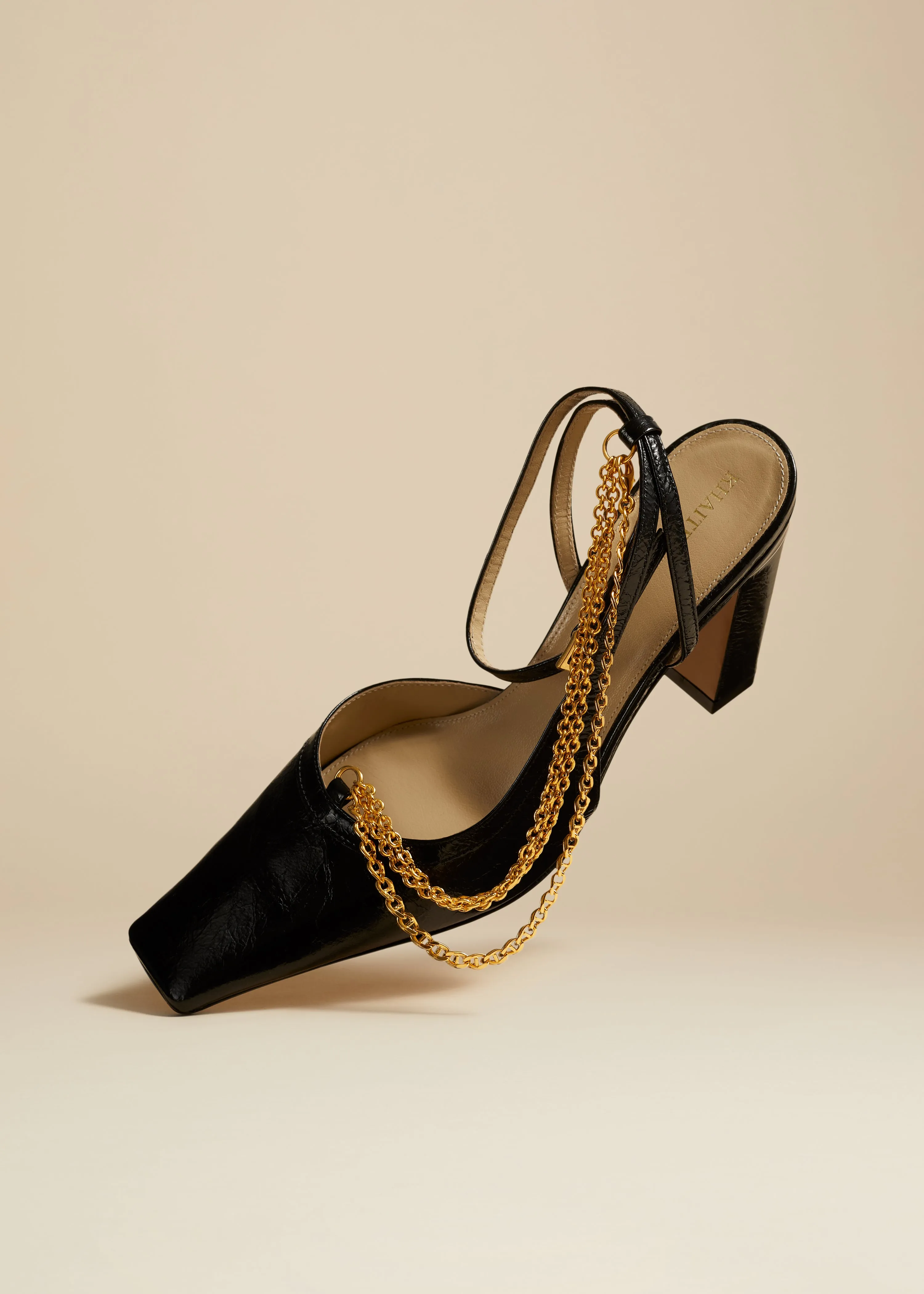 The Marfa Slingback Pump in Black Crinkled Leather sold by KHAITE product image thumbnail 4