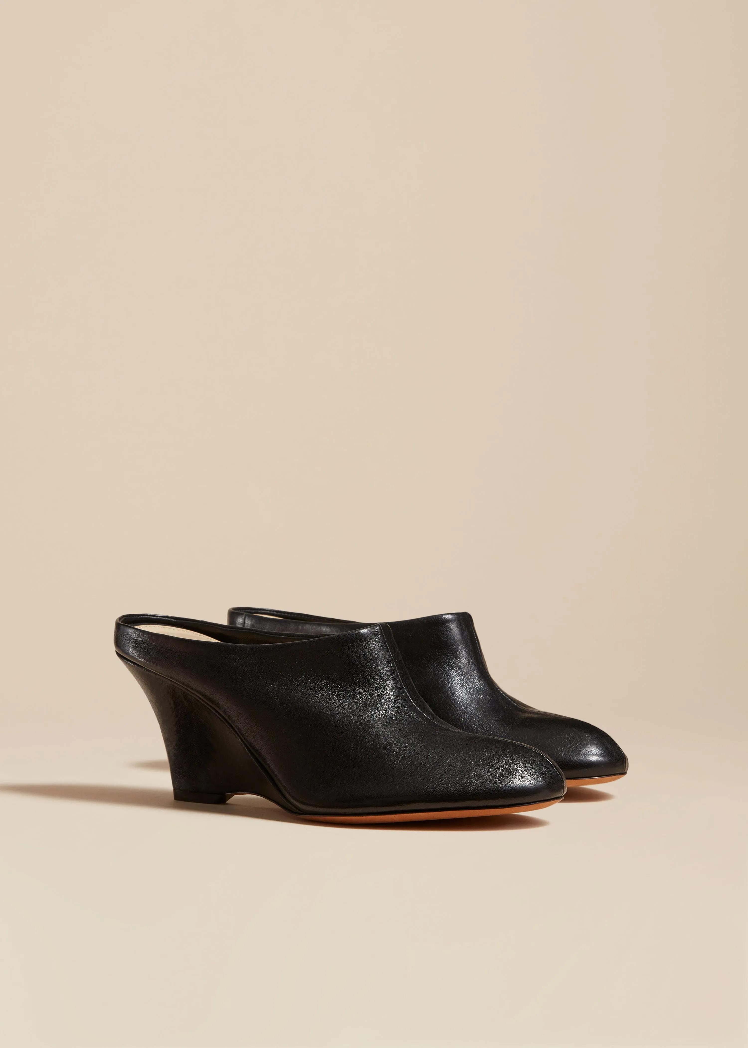 The Apollo Wedge Mule in Black Leather sold by KHAITE product image thumbnail 2