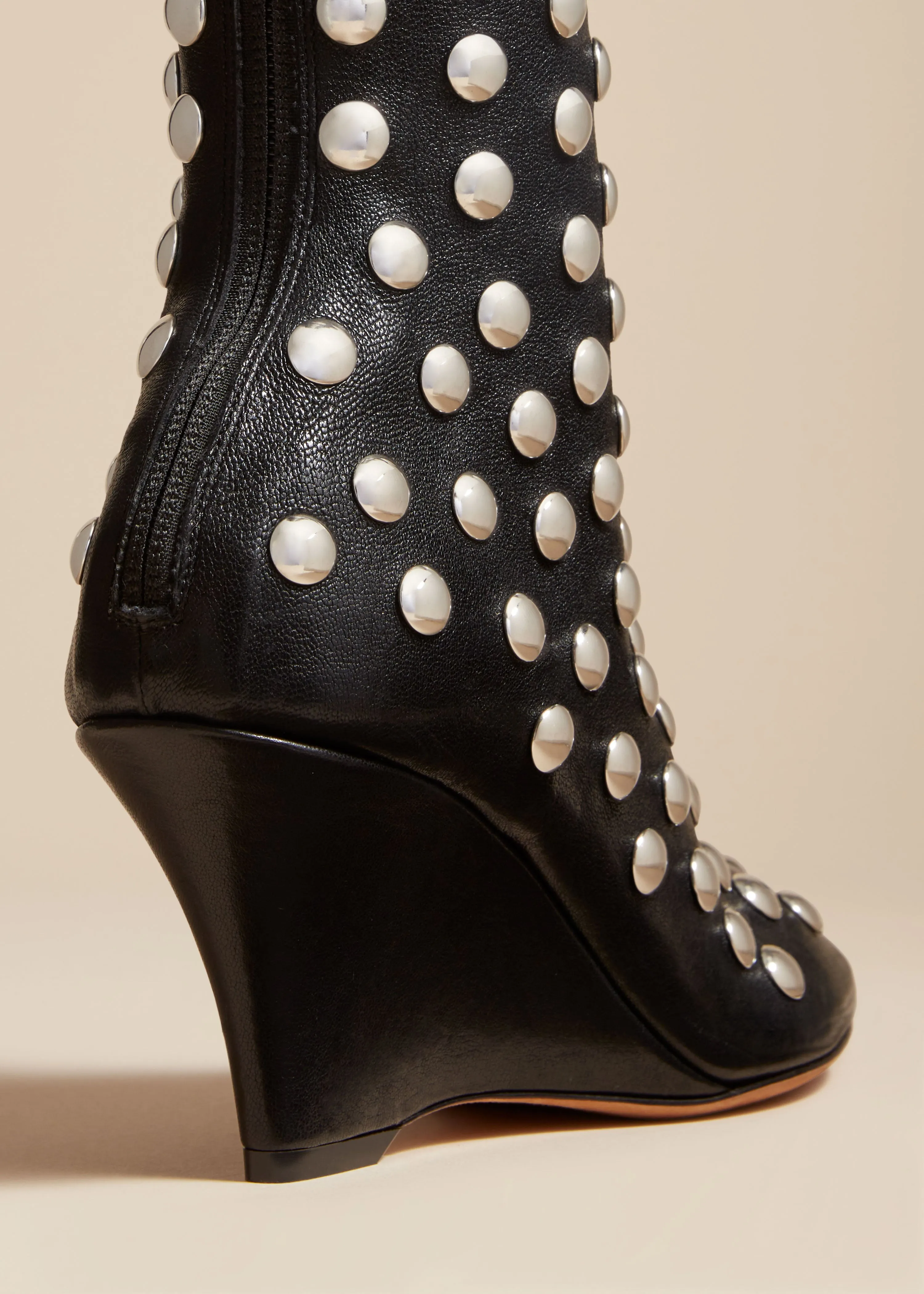 The Apollo Wedge Boot in Black Leather with Studs sold by KHAITE product image thumbnail 3