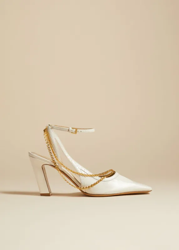 The Marfa Slingback Pump in White Crinkled Leather sold by KHAITE