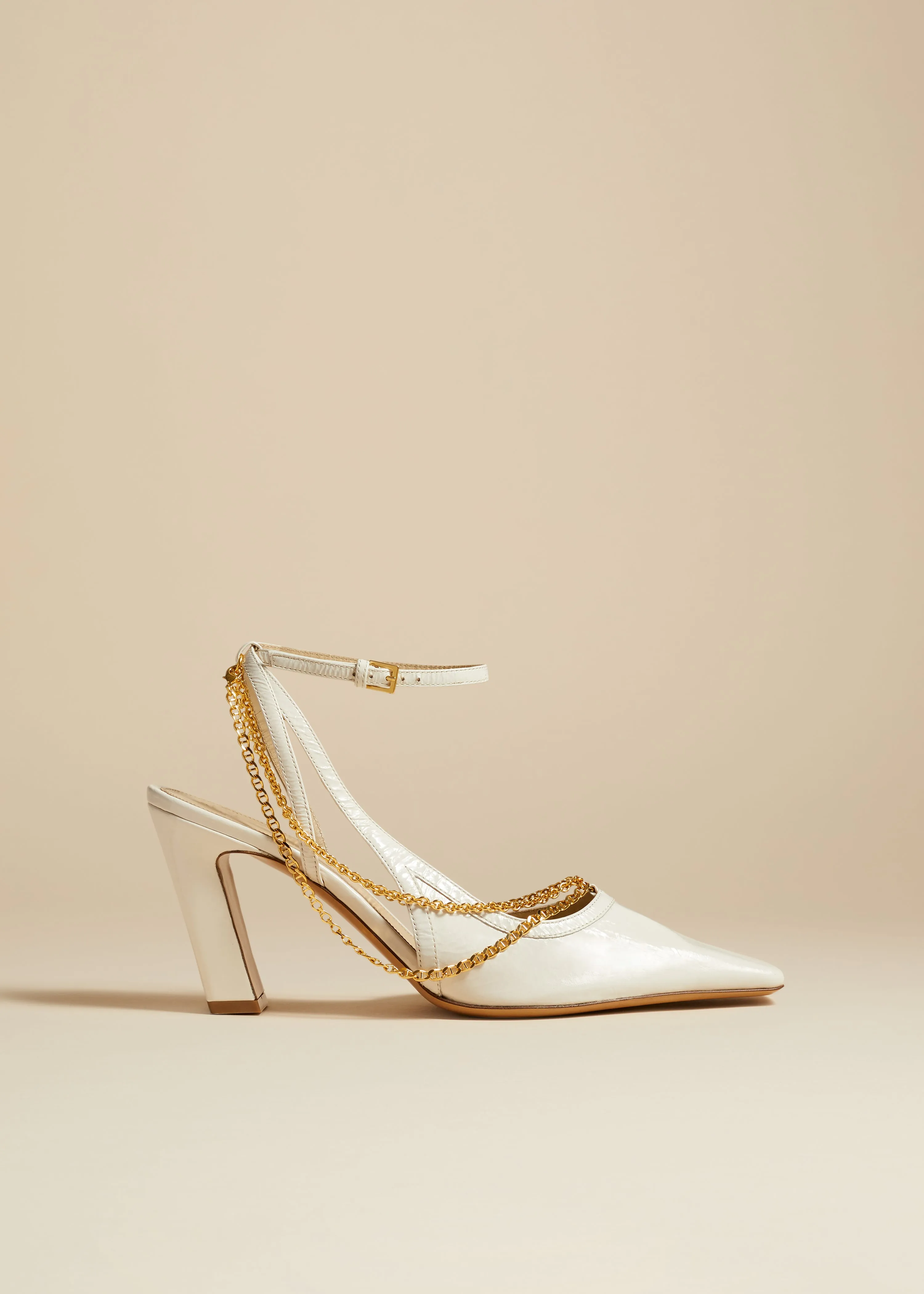 The Marfa Slingback Pump in White Crinkled Leather sold by KHAITE