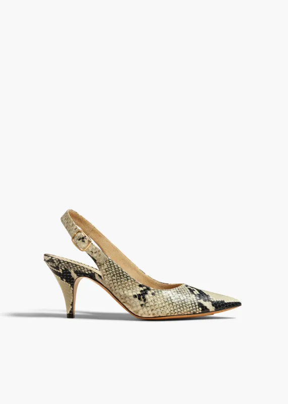 River Slingback Pump in Natural Python-Embossed Leather sold by KHAITE