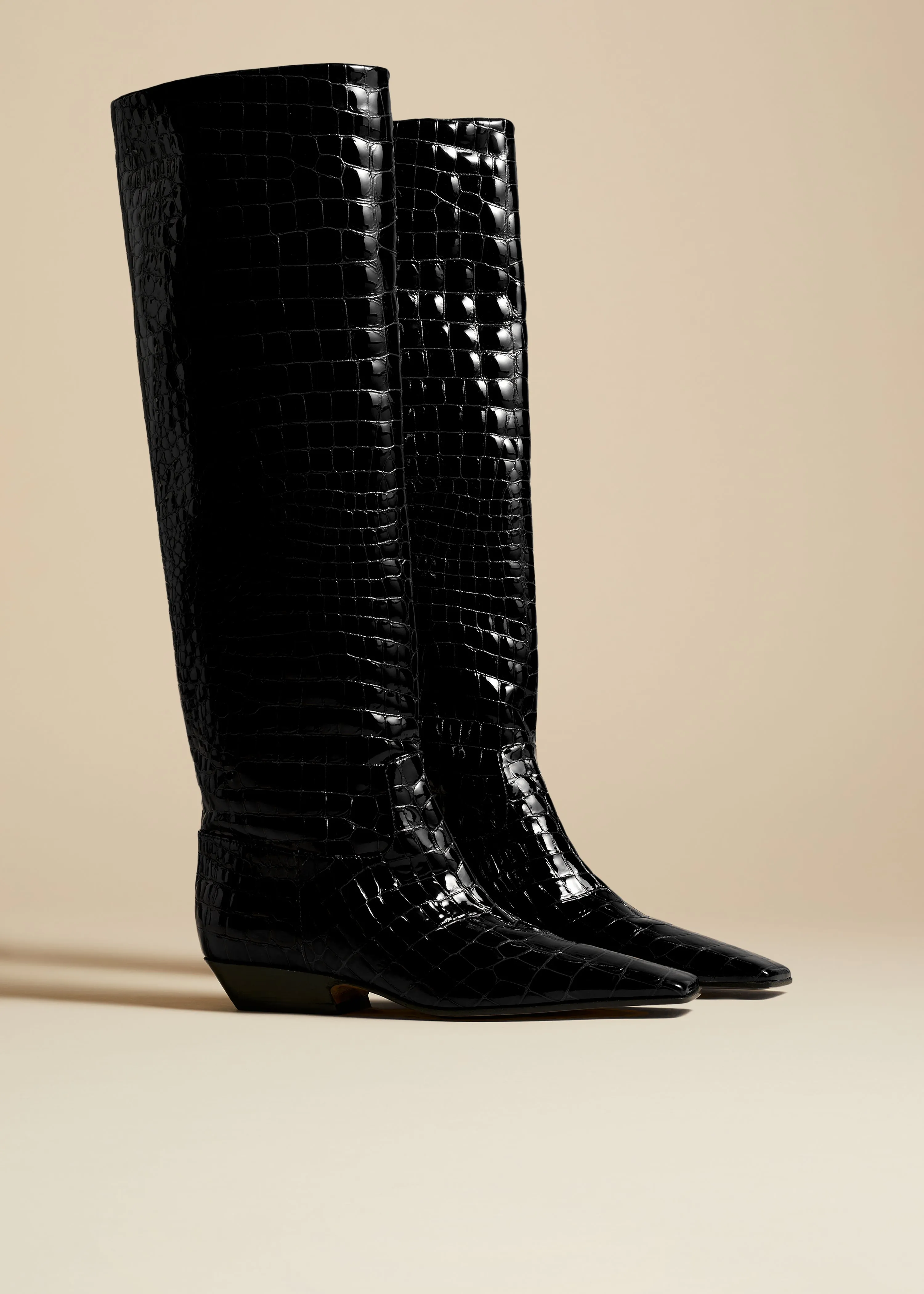 The Marfa Knee-High Boot in Black Croc-Embossed Leather sold by KHAITE product image thumbnail 2