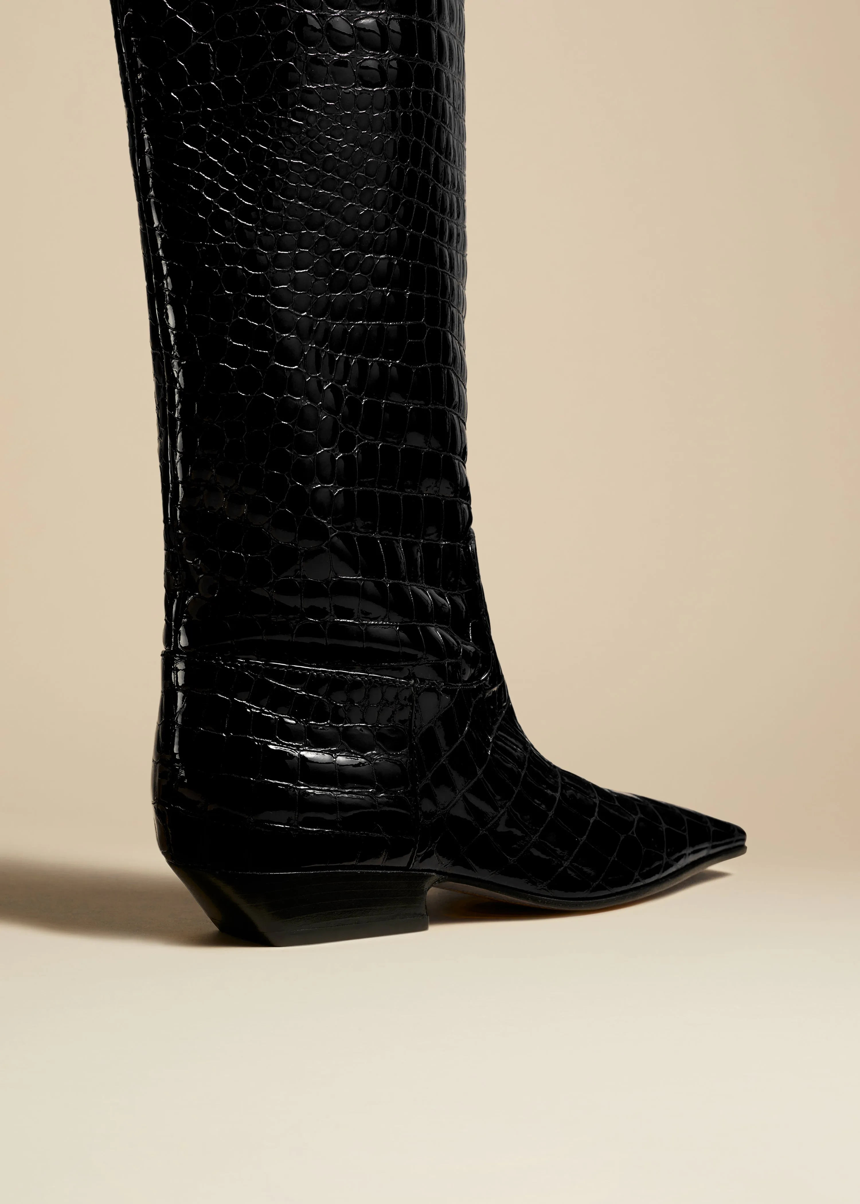 The Marfa Knee-High Boot in Black Croc-Embossed Leather sold by KHAITE product image thumbnail 3