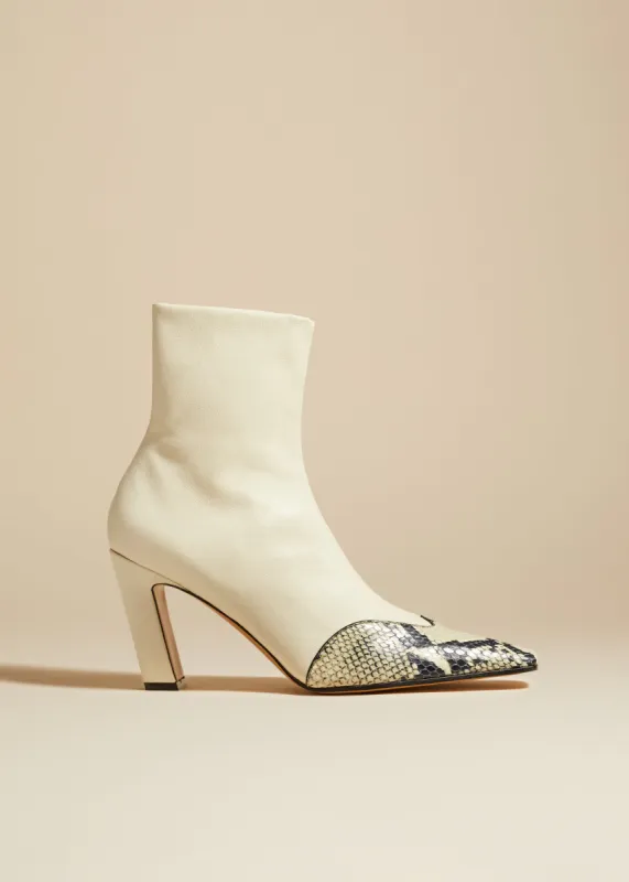Nevada Stretch High Boot in Bone with Natural Python-Embossed Leather sold by KHAITE