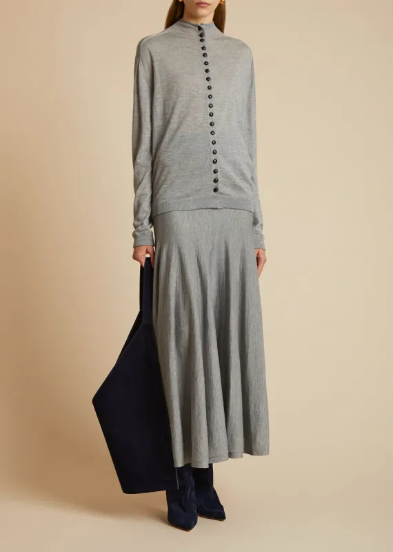 The Remino Skirt in Heather Grey sold by KHAITE