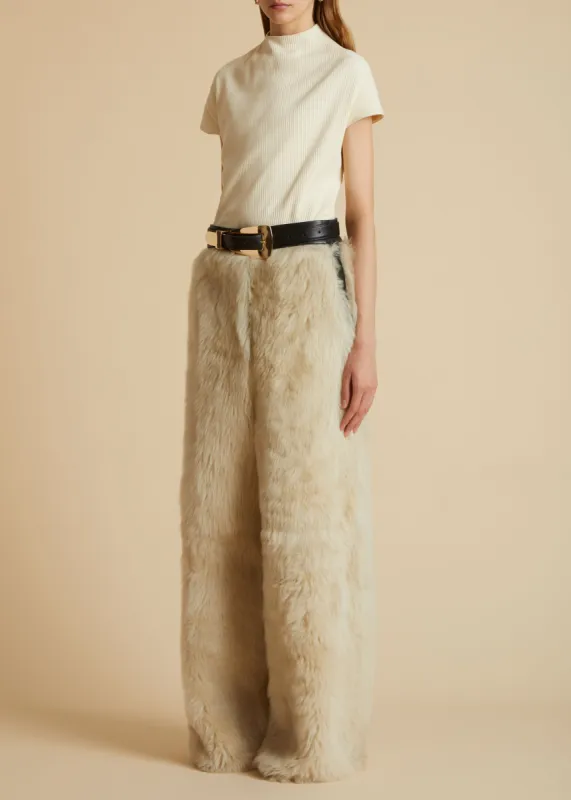 The Bandler Pant in Cream Shearling sold by KHAITE
