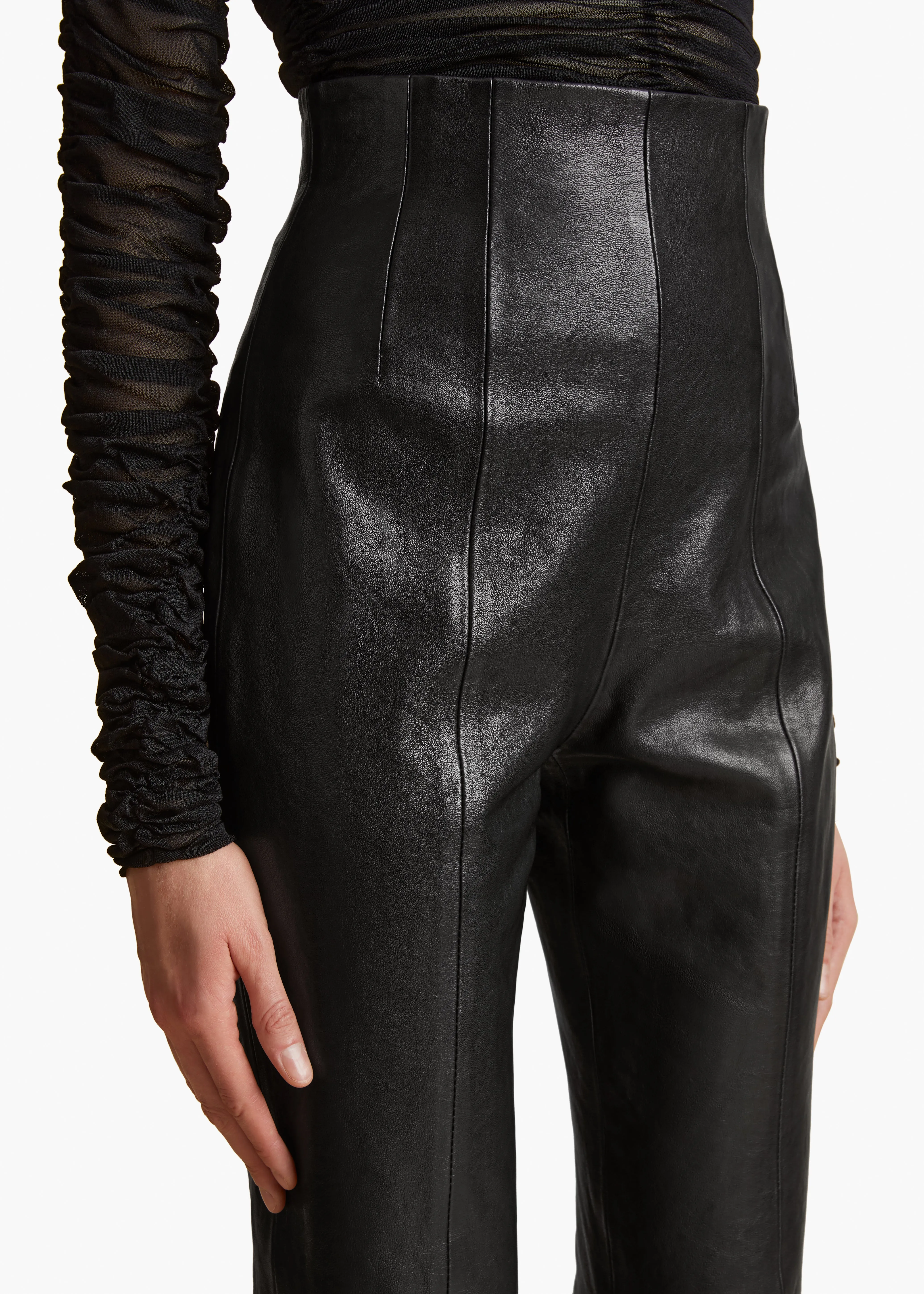 Lenn Pant in Black Leather sold by KHAITE product image thumbnail 5