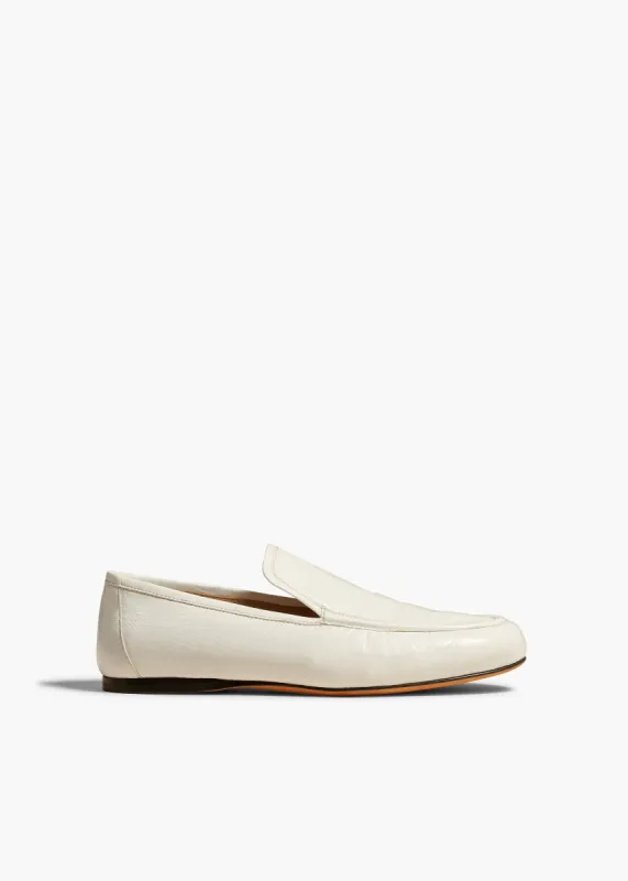 Alessia Loafer in White Crinkled Leather sold by KHAITE