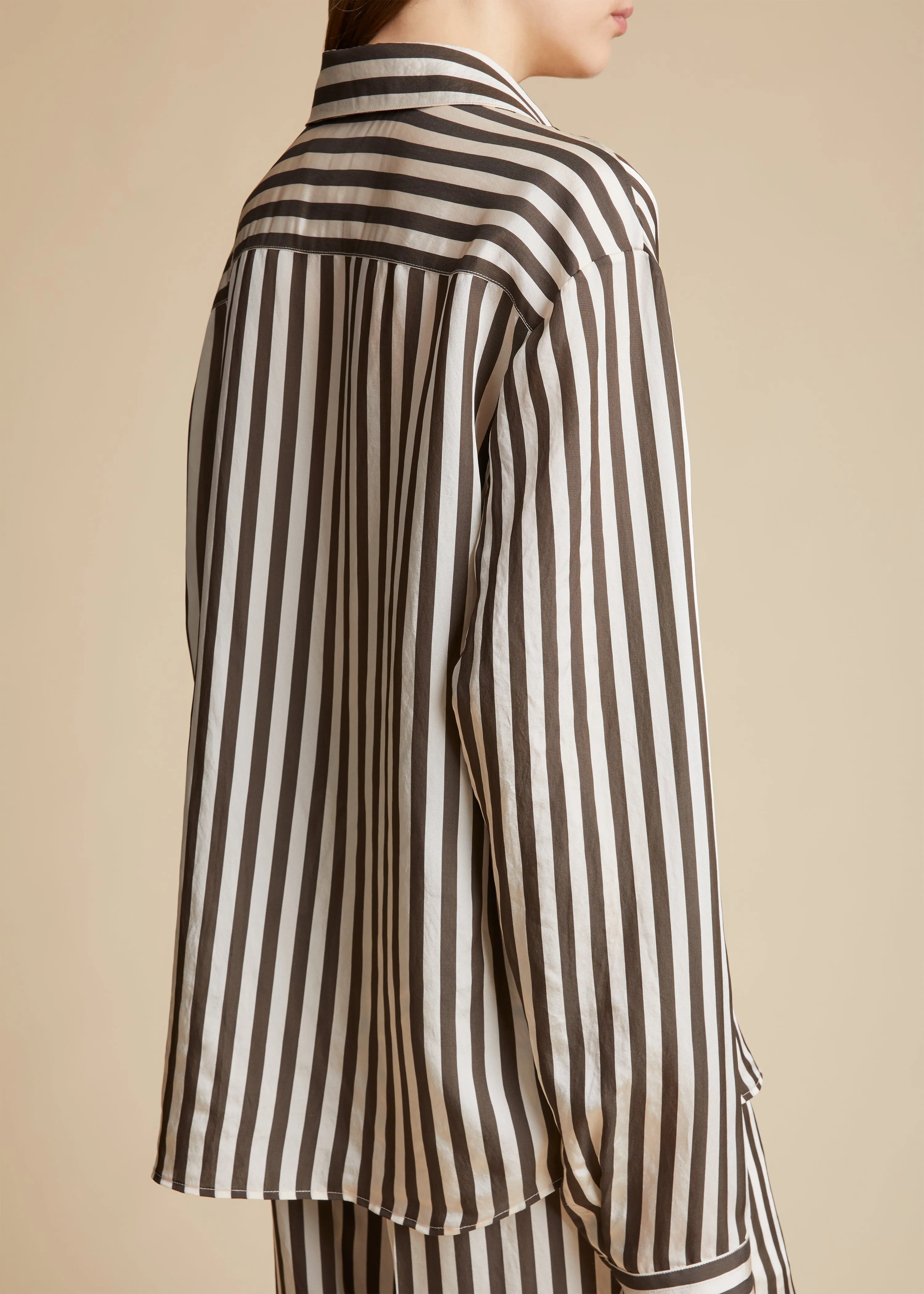 The Argo Top in Ivory with Dark Brown Stripes sold by KHAITE product image thumbnail 5