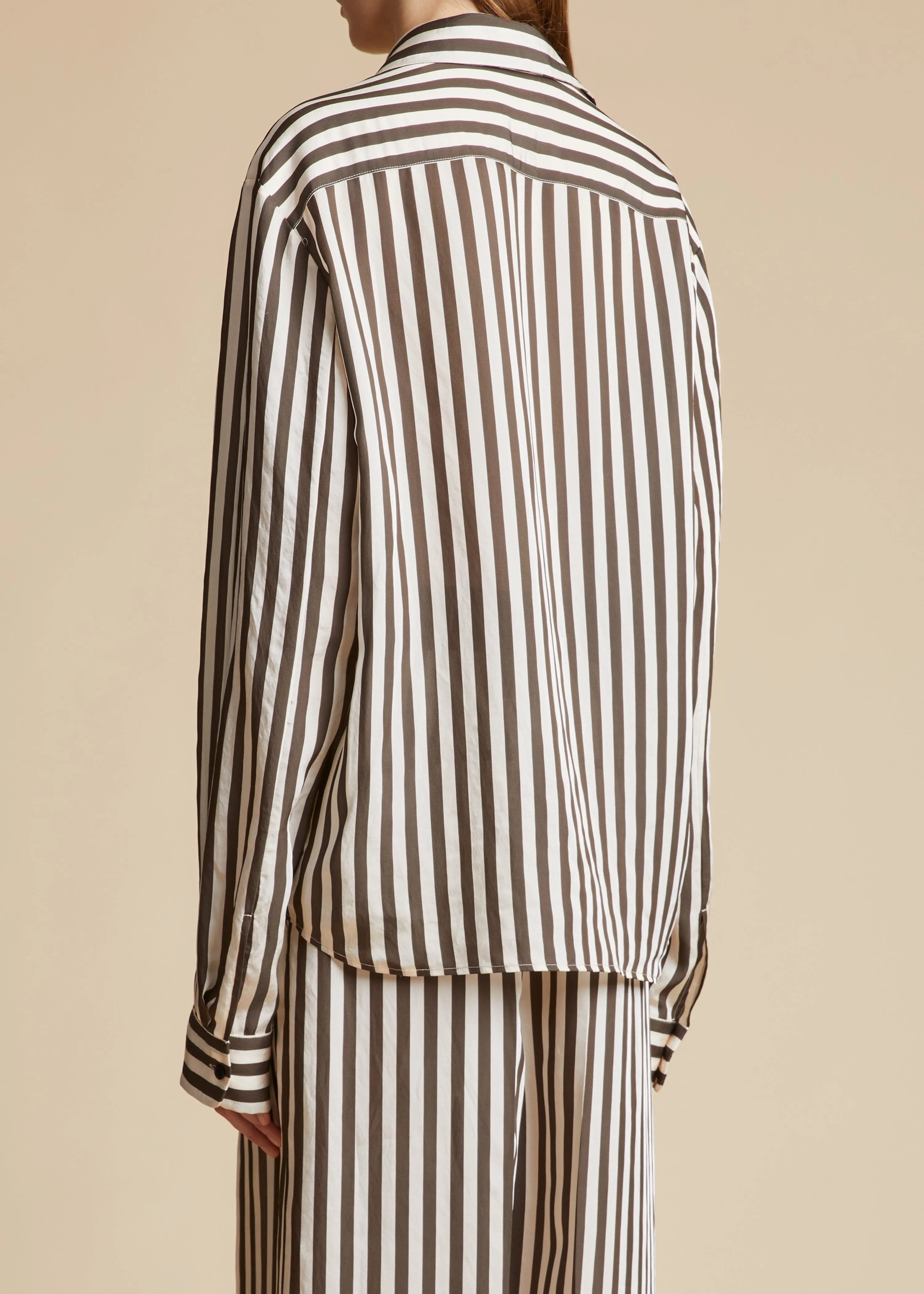 The Argo Top in Ivory with Dark Brown Stripes sold by KHAITE product image thumbnail 4