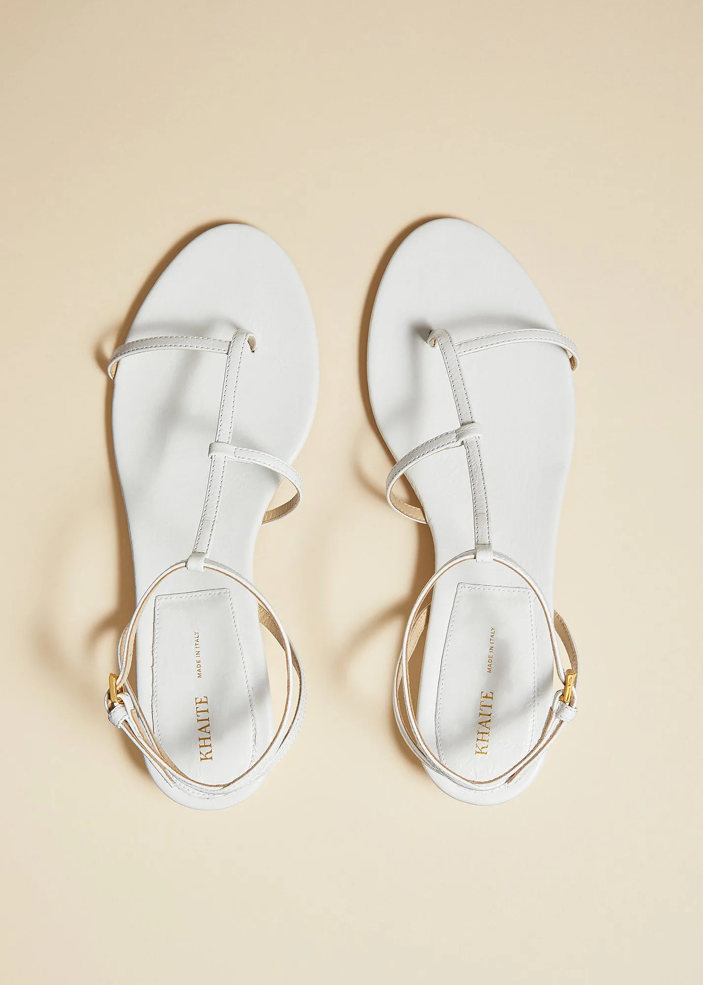 Jones Flat Sandal in White Crinkled Leather sold by KHAITE product image thumbnail 4