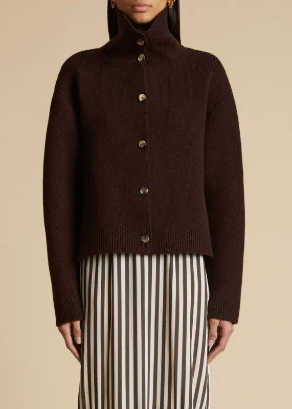 The Amrita Cardigan in Rosewood sold by KHAITE