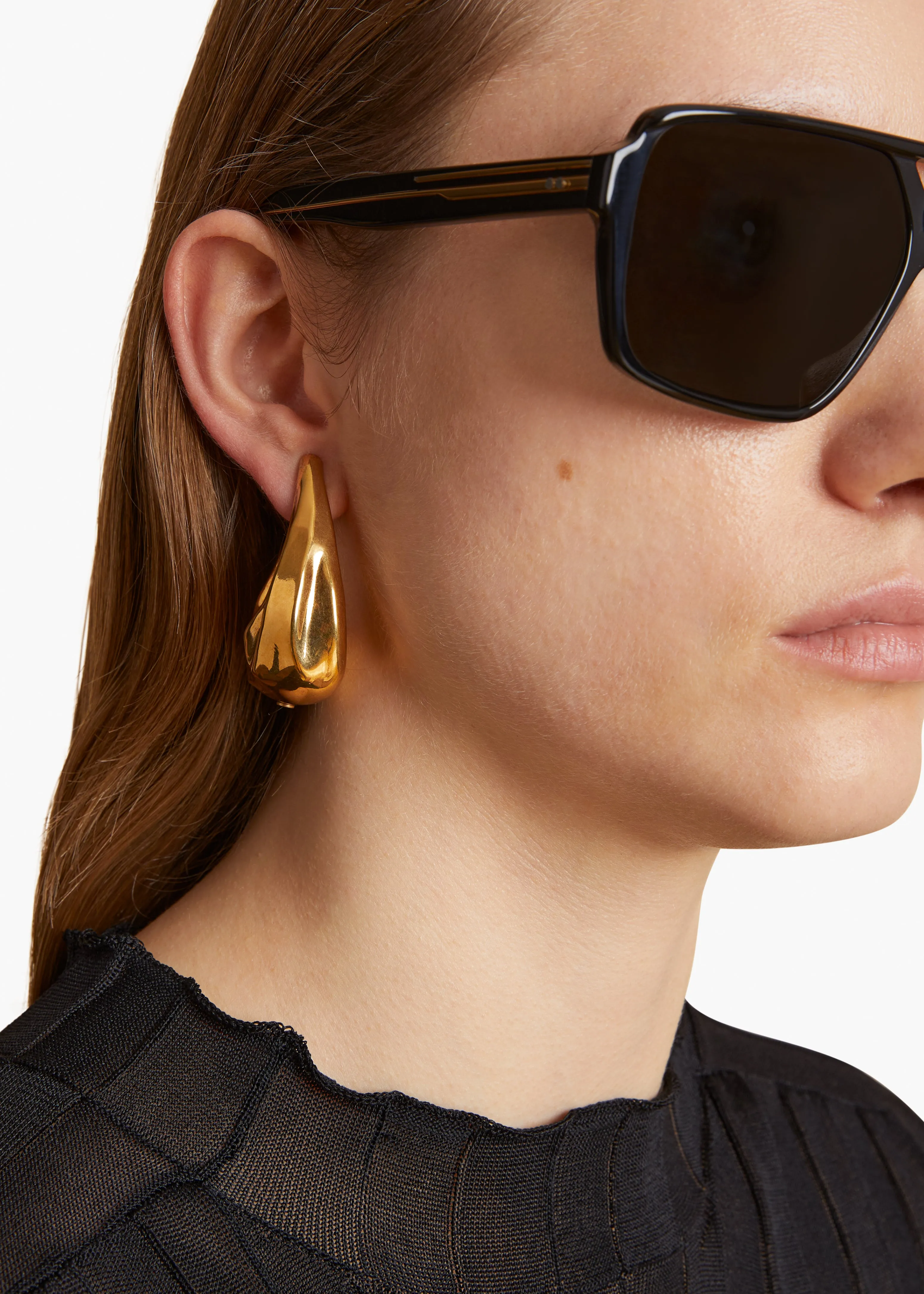 Medium Olivia Hoop Earrings in Gold sold by KHAITE product image thumbnail 3