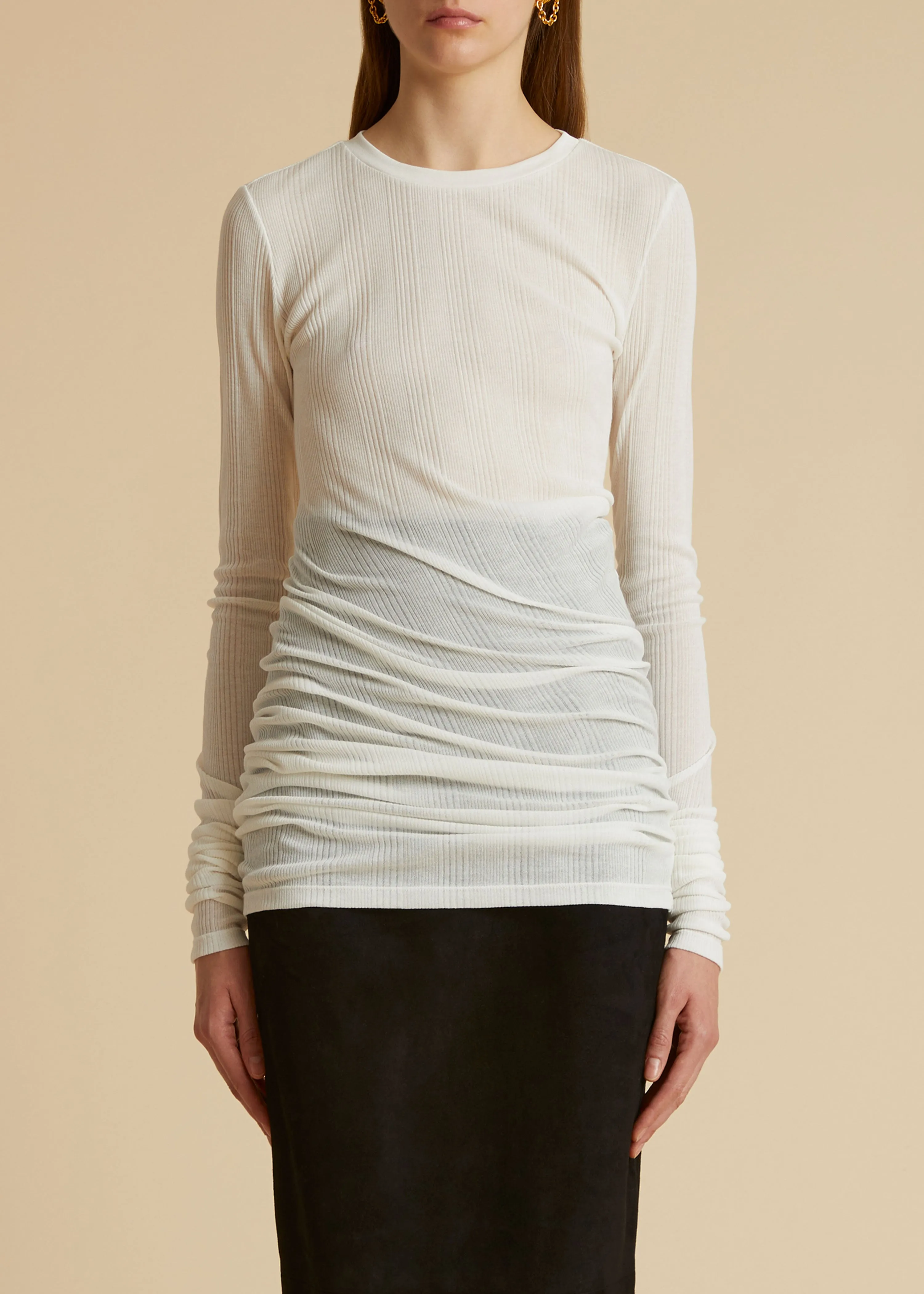 The Lenora Top in Cream sold by KHAITE product image thumbnail 2