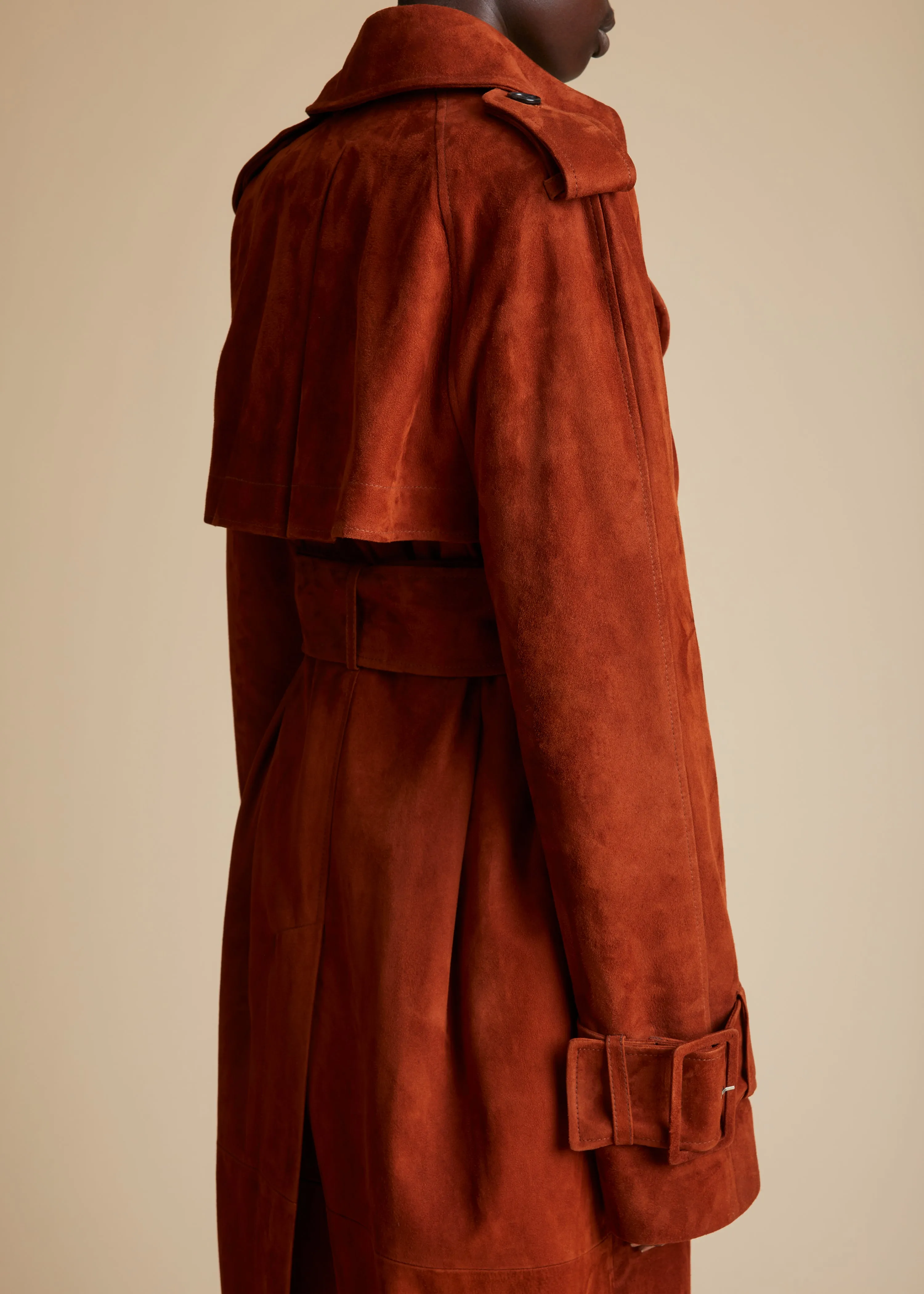 The Rennie Trench in Rust Suede sold by KHAITE product image thumbnail 4