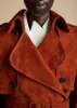 The Rennie Trench in Rust Suede sold by KHAITE